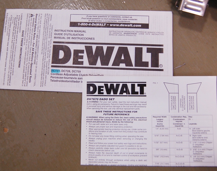 DeWalt Dado Set and 10" Hitachi Mitter/Table Saw Blade