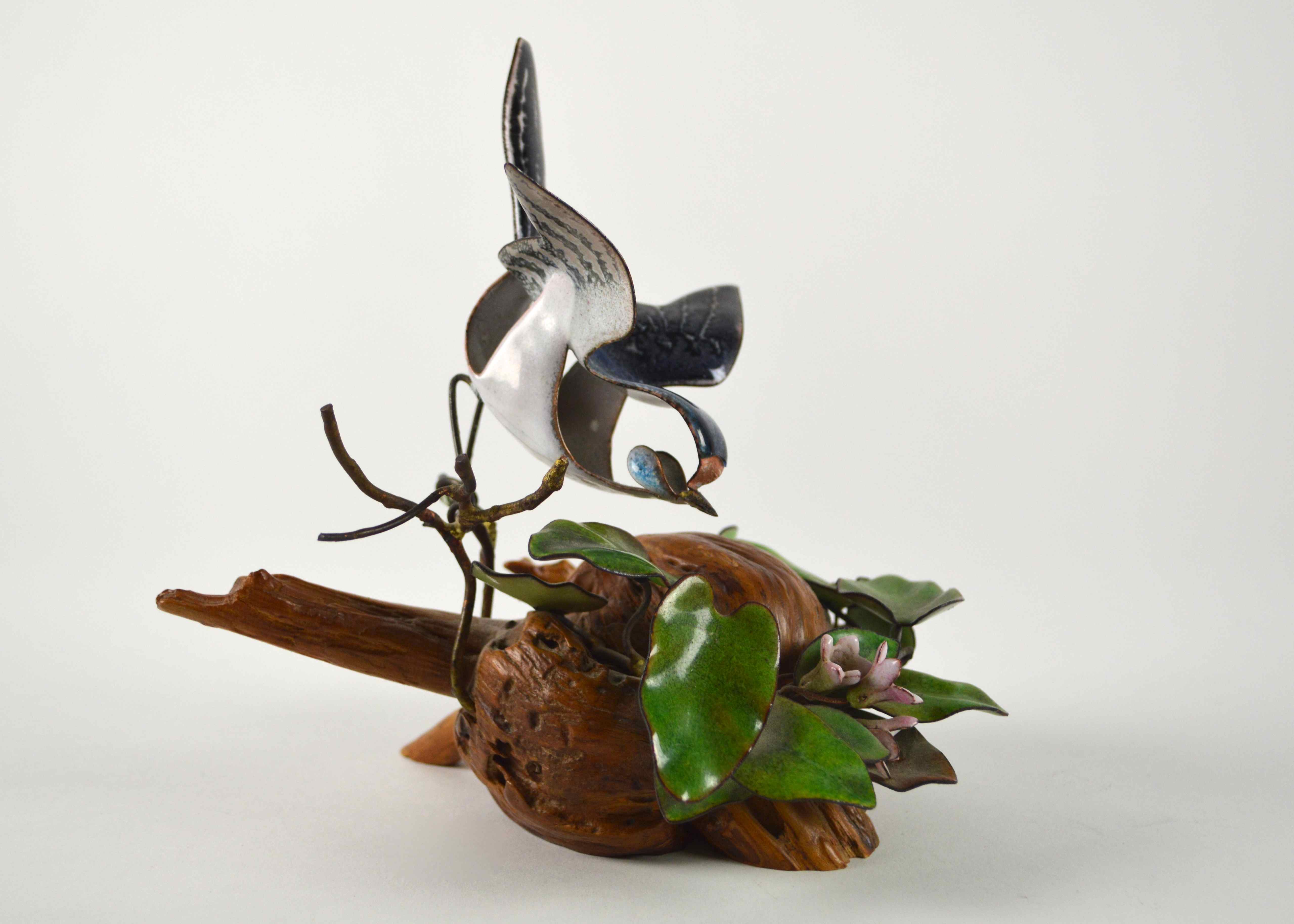 Original Brumm Enamel Blue Bird Sculpture Signed by Artist 