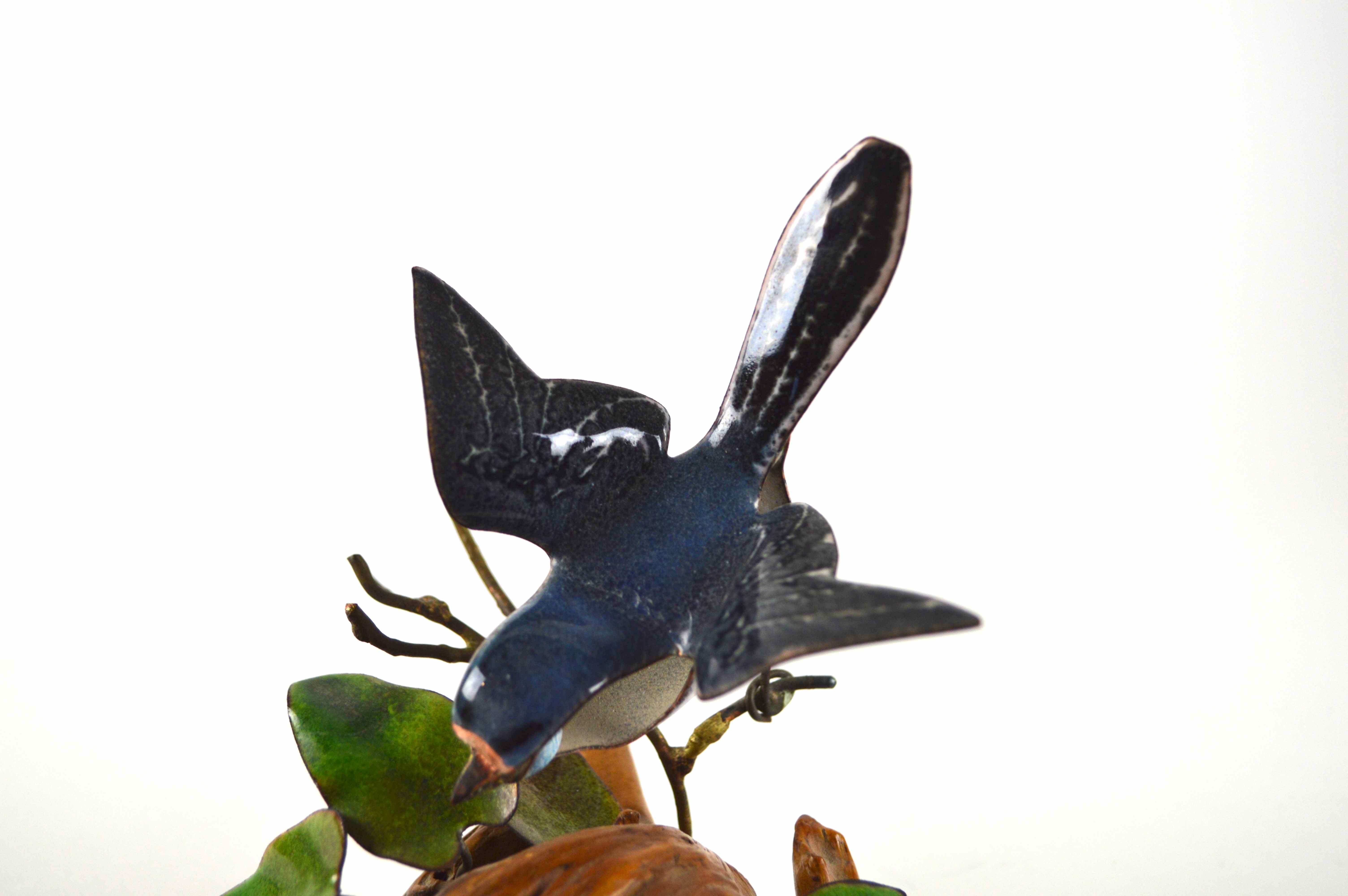 Original Brumm Enamel Blue Bird Sculpture Signed by Artist 