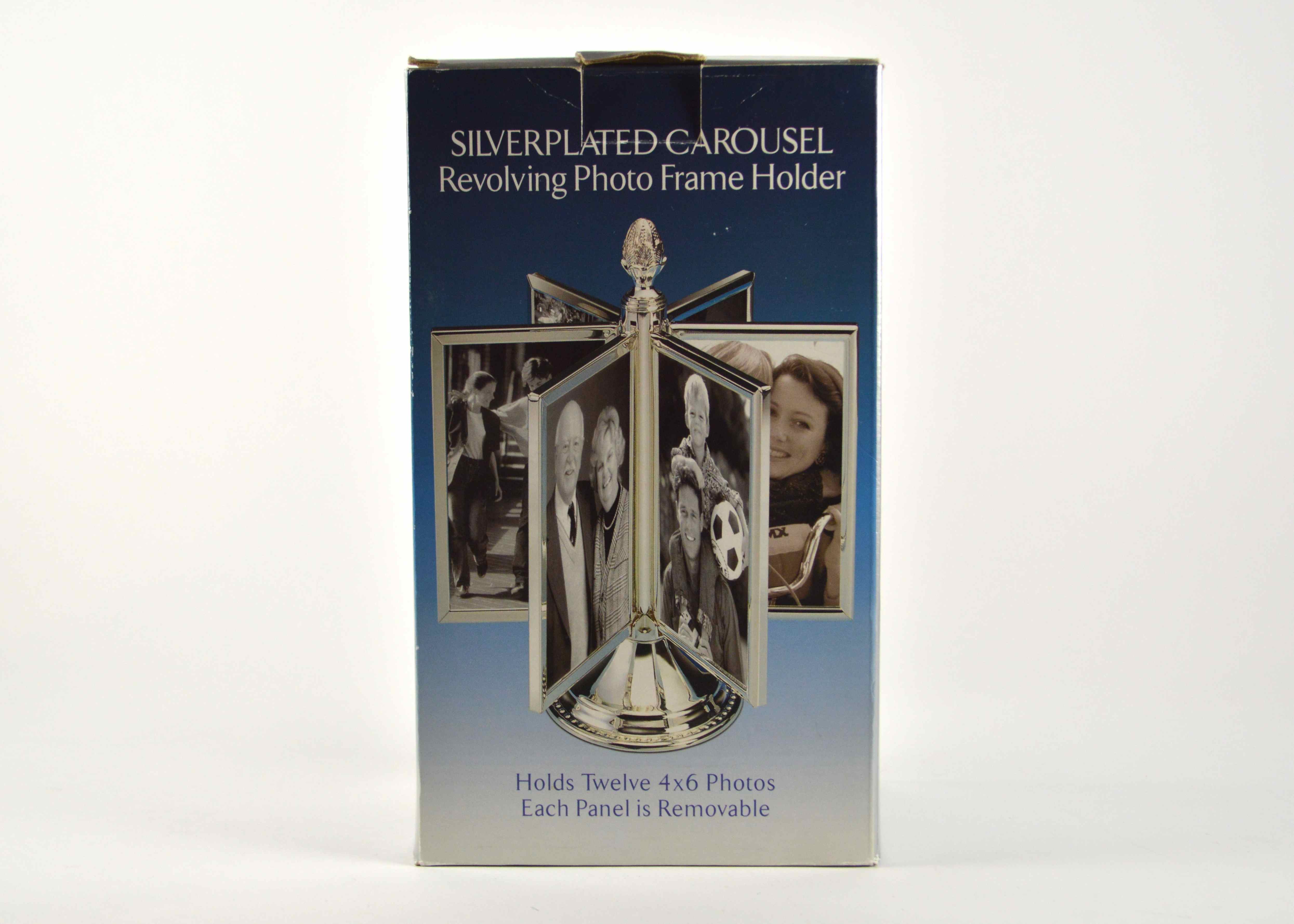 Silver Plated Carousel Revolving Photo Frame Holder