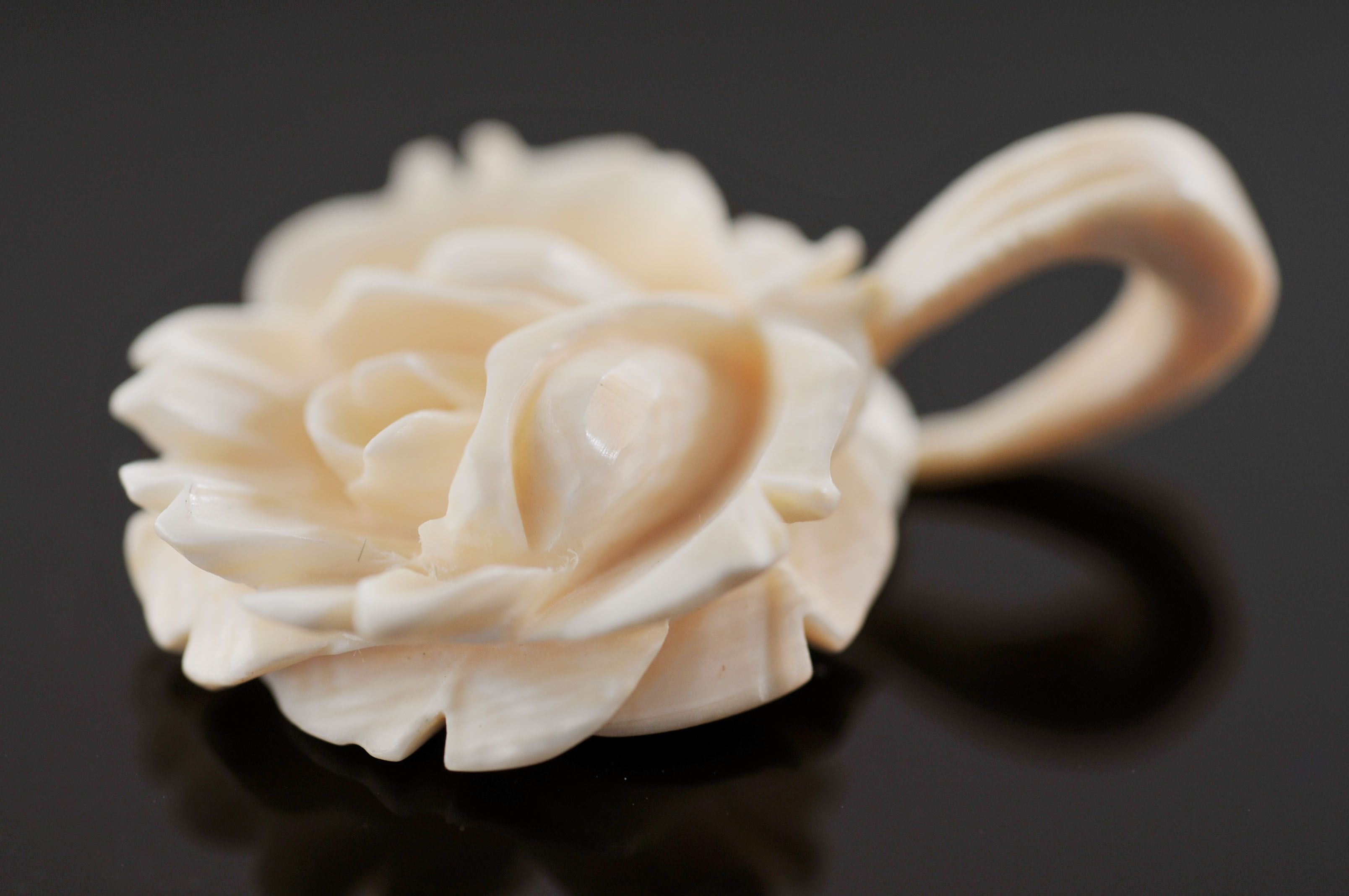 Carved Ivory Pendant, Bracelet, Earrings, and Pin