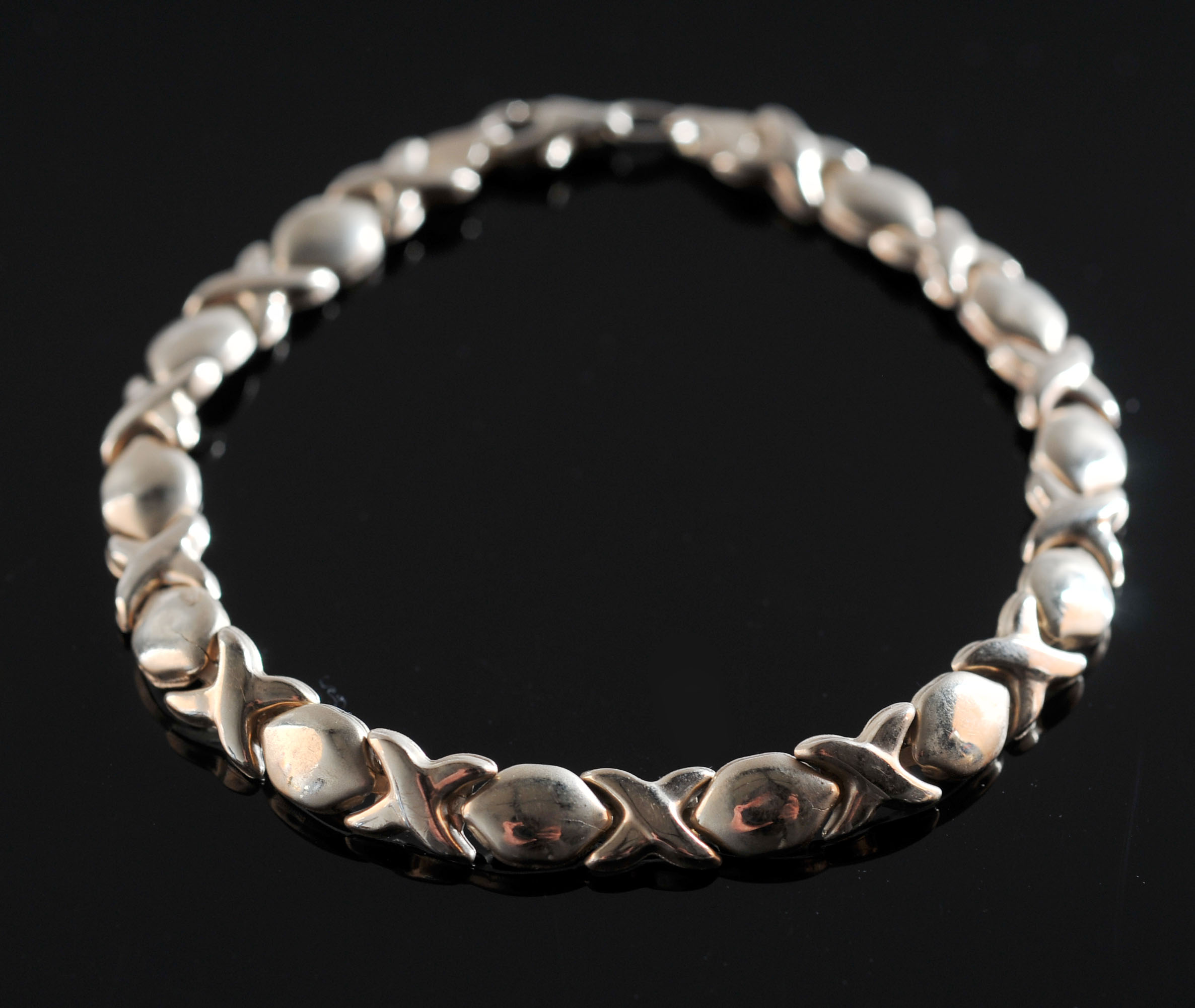 10K Yellow Gold X and O's Link Bracelet and Earrings