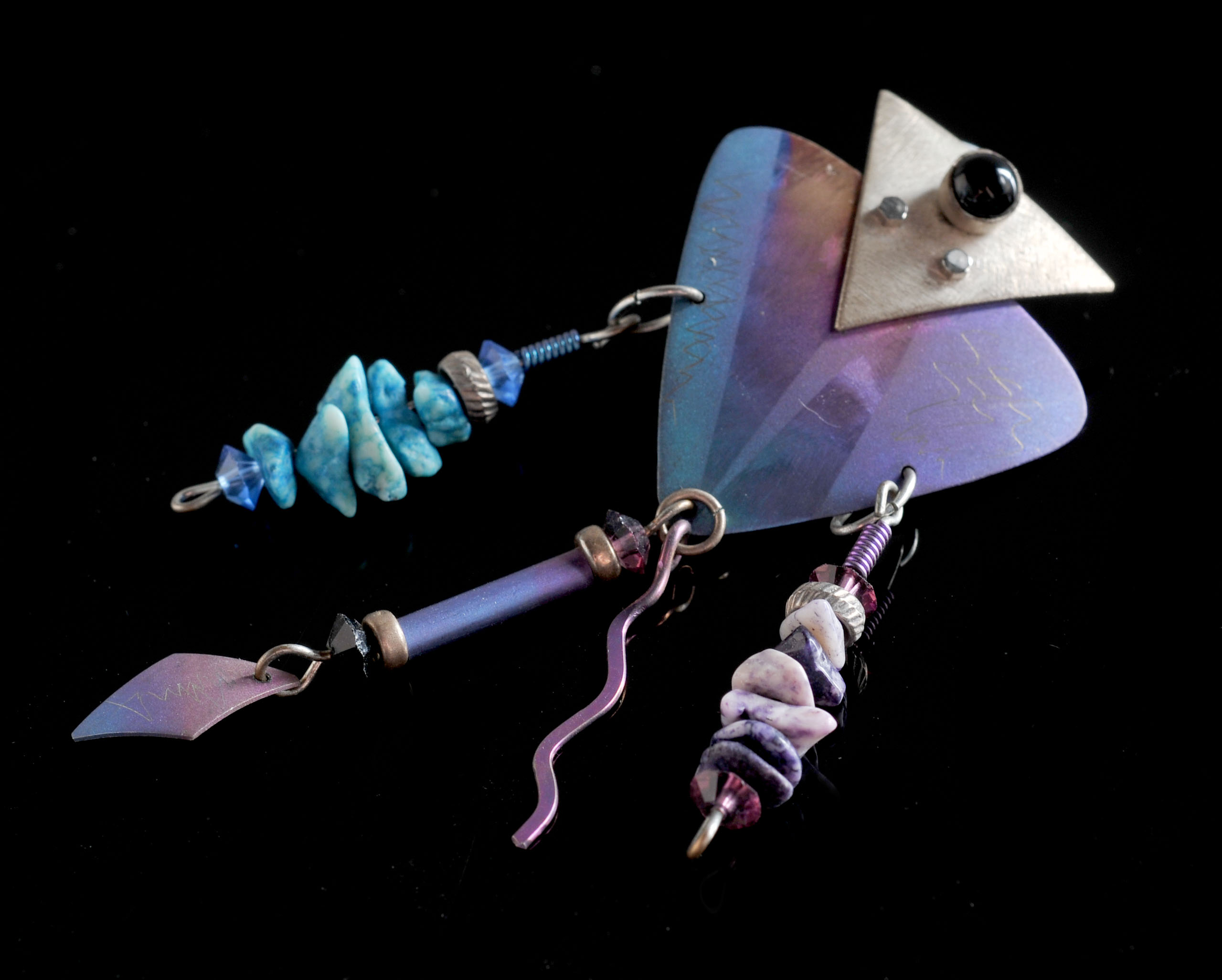 Vintage 80's Handmade Art Earrings