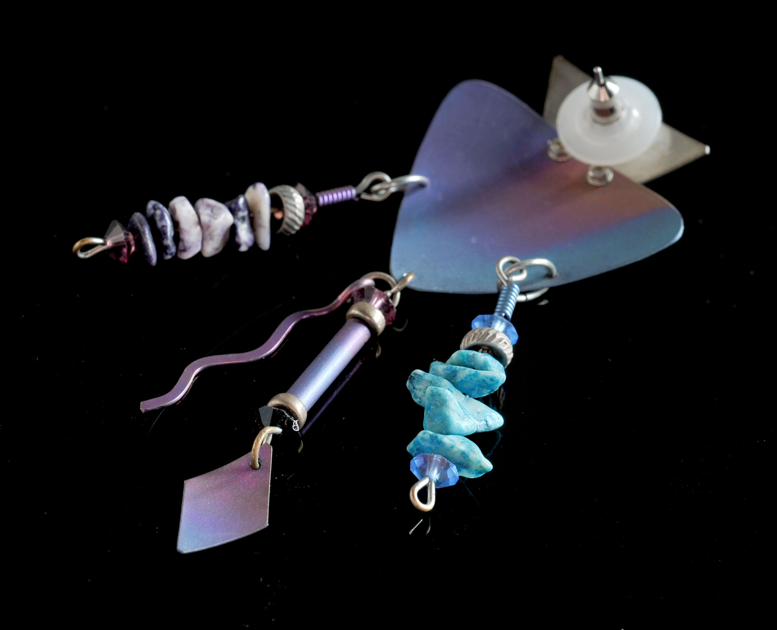 Vintage 80's Handmade Art Earrings