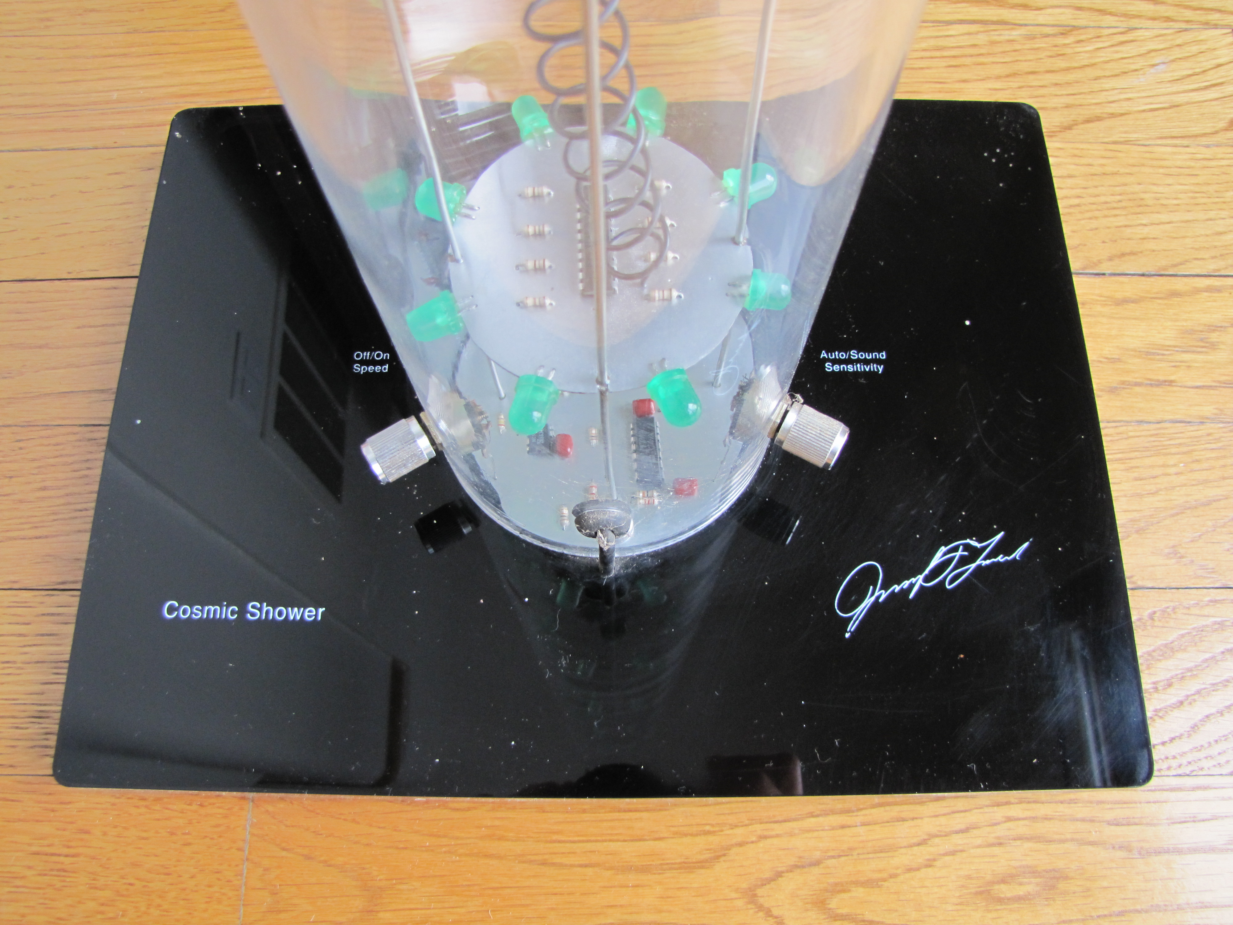 Retro Sharper Image Artist Signed Cosmic Shower & Halogen Floor Lamp Glass Shade