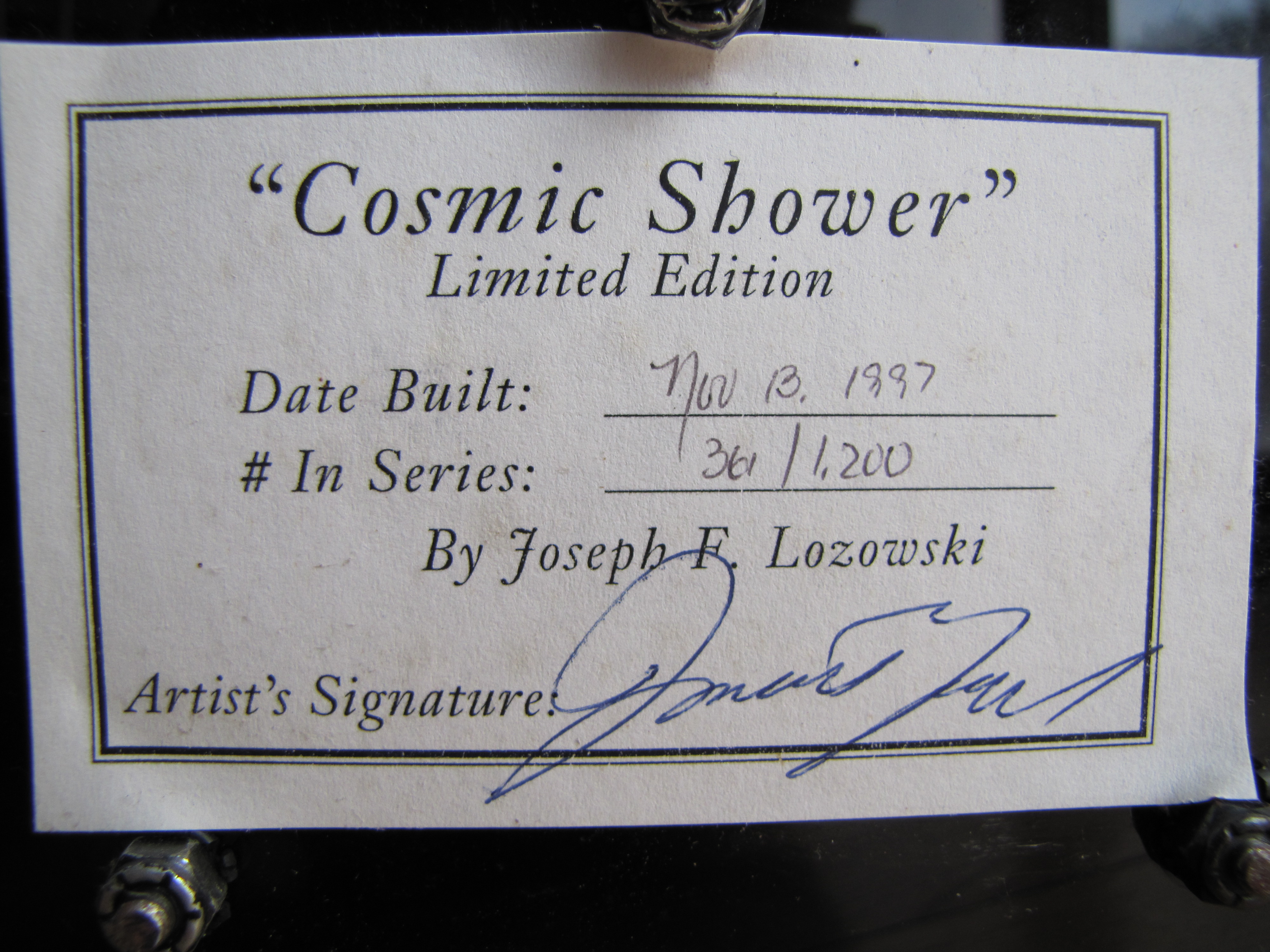 Retro Sharper Image Artist Signed Cosmic Shower & Halogen Floor Lamp Glass Shade