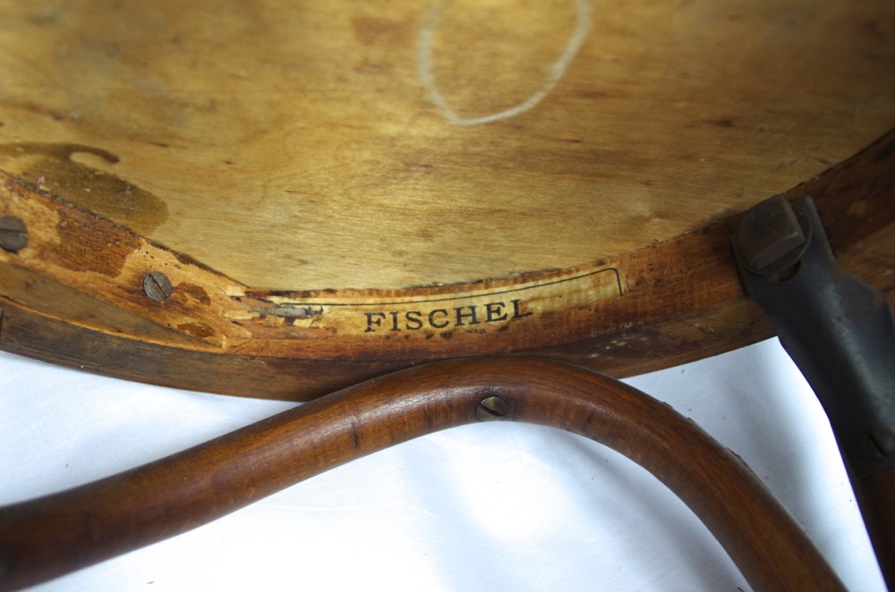 Two Antique Oak Bentwood Bistro Chairs