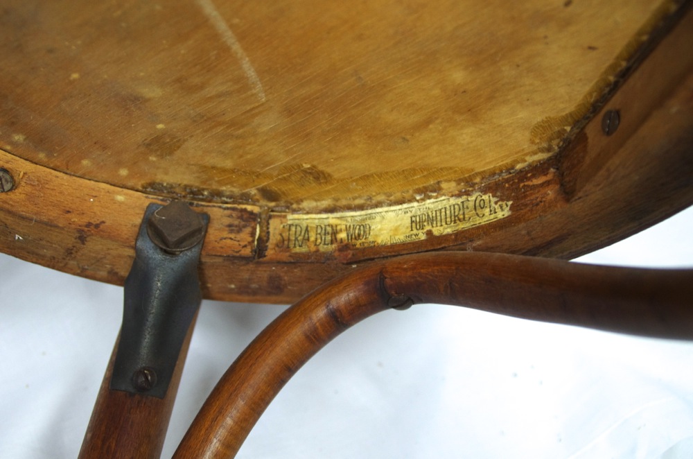 Two Antique Oak Bentwood Bistro Chairs