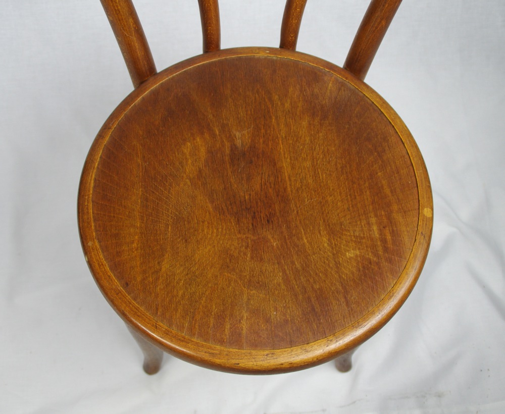 Two Antique Oak Bentwood Bistro Chairs
