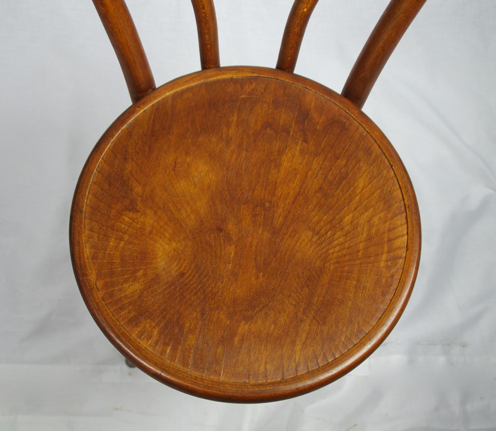 Two Antique Oak Bentwood Bistro Chairs