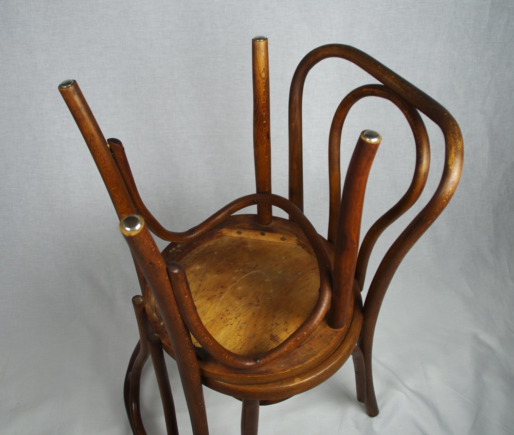 Two Antique Oak Bentwood Bistro Chairs
