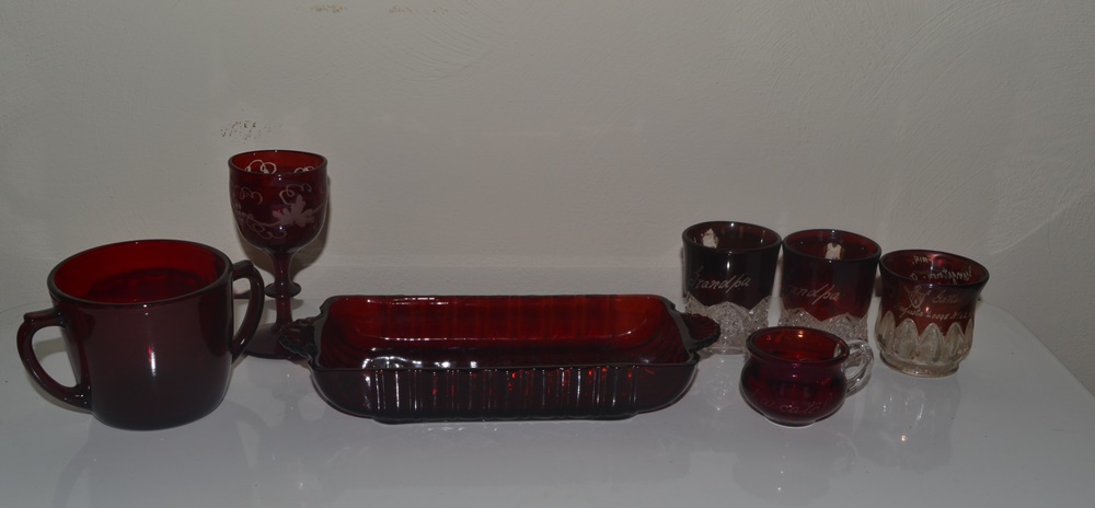 Collection Of Vintage Colored Glass