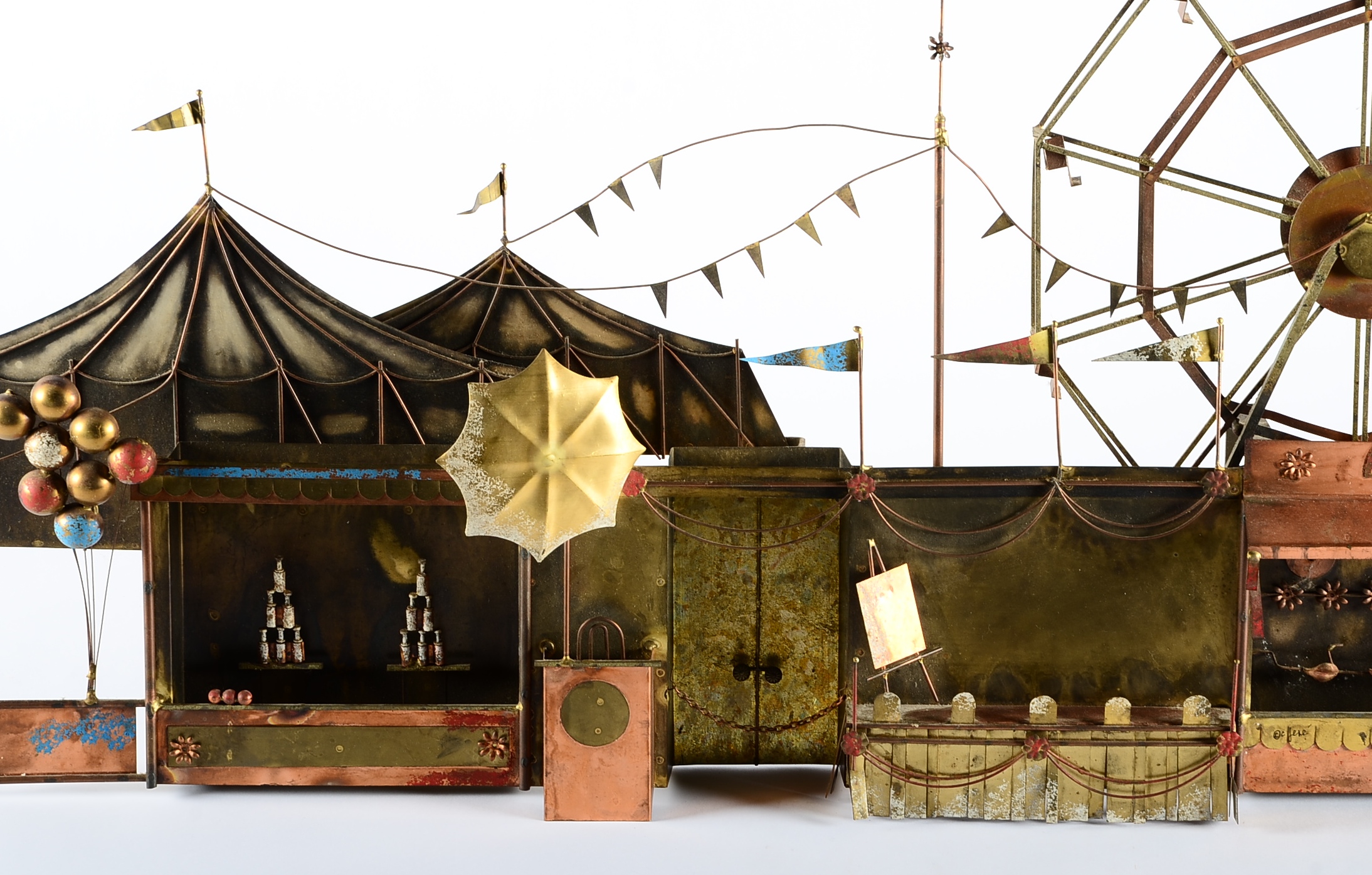 Vintage Signed Curtis Jere Circus Metal Wall Sculpture