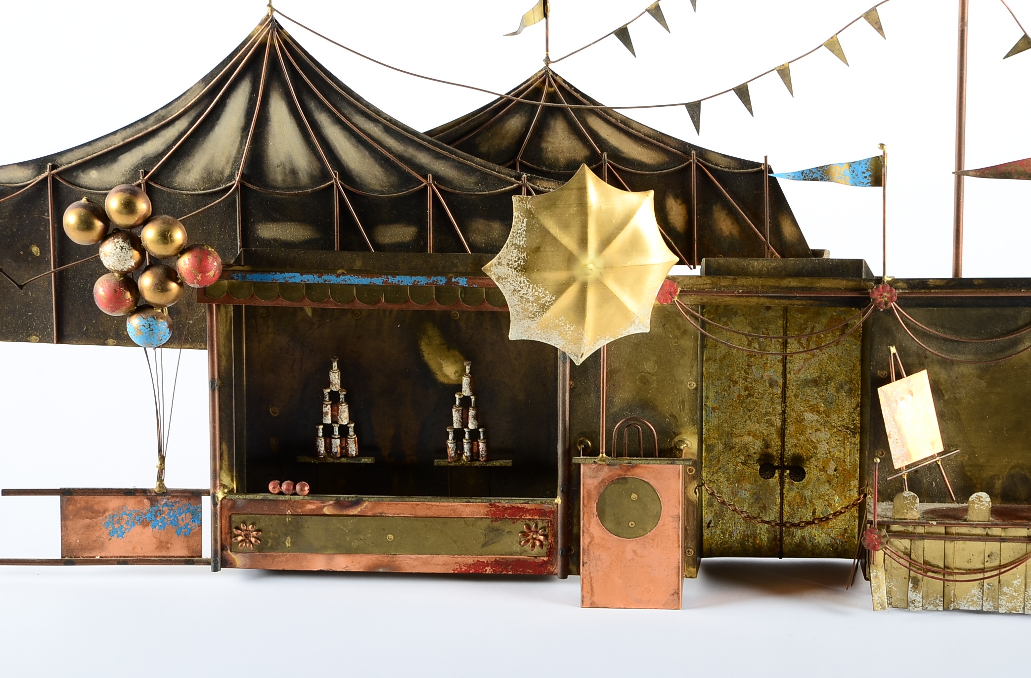 Vintage Signed Curtis Jere Circus Metal Wall Sculpture