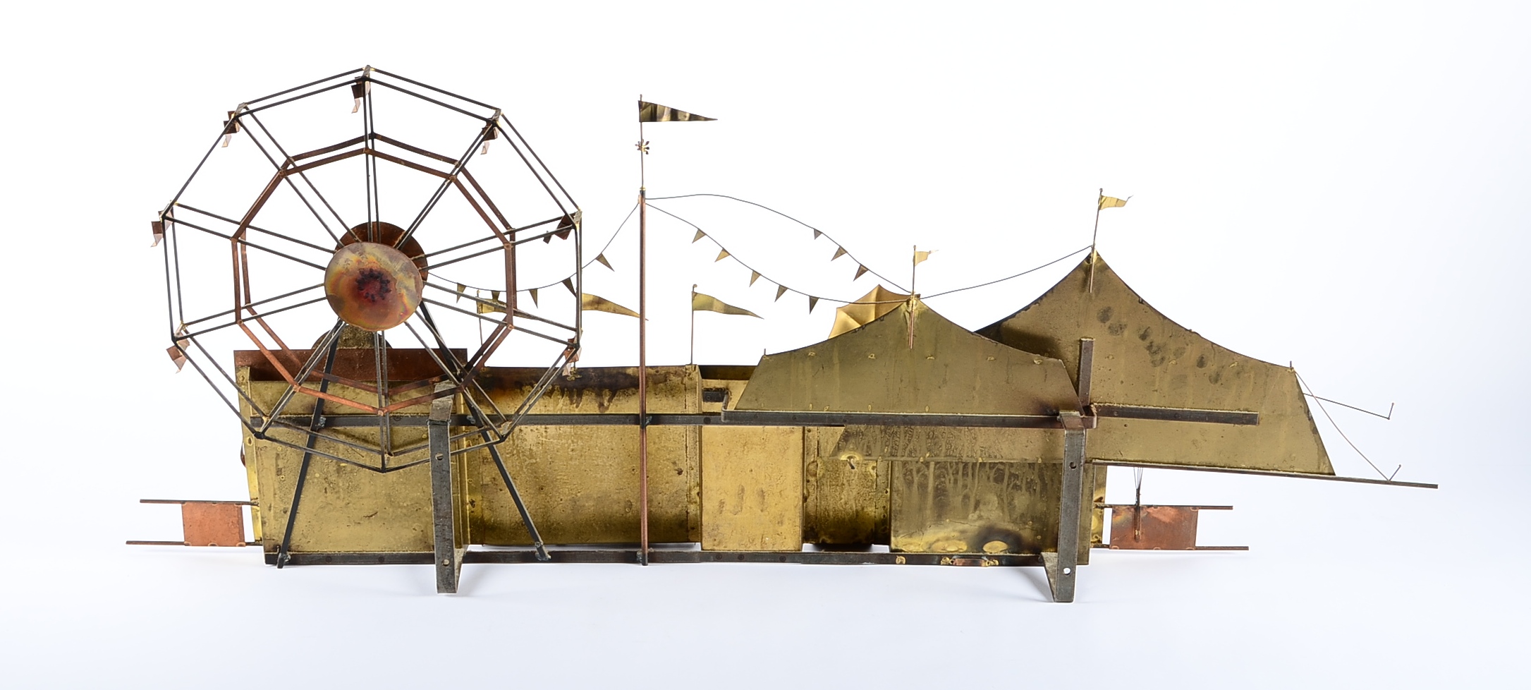 Vintage Signed Curtis Jere Circus Metal Wall Sculpture