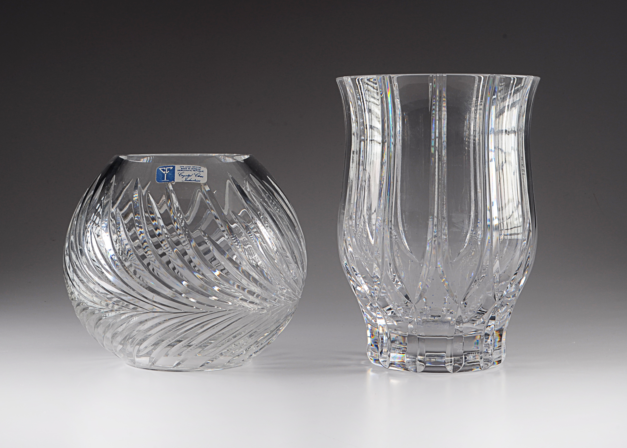 Two Beautiful Hand-Cut Lead Crystal Vases