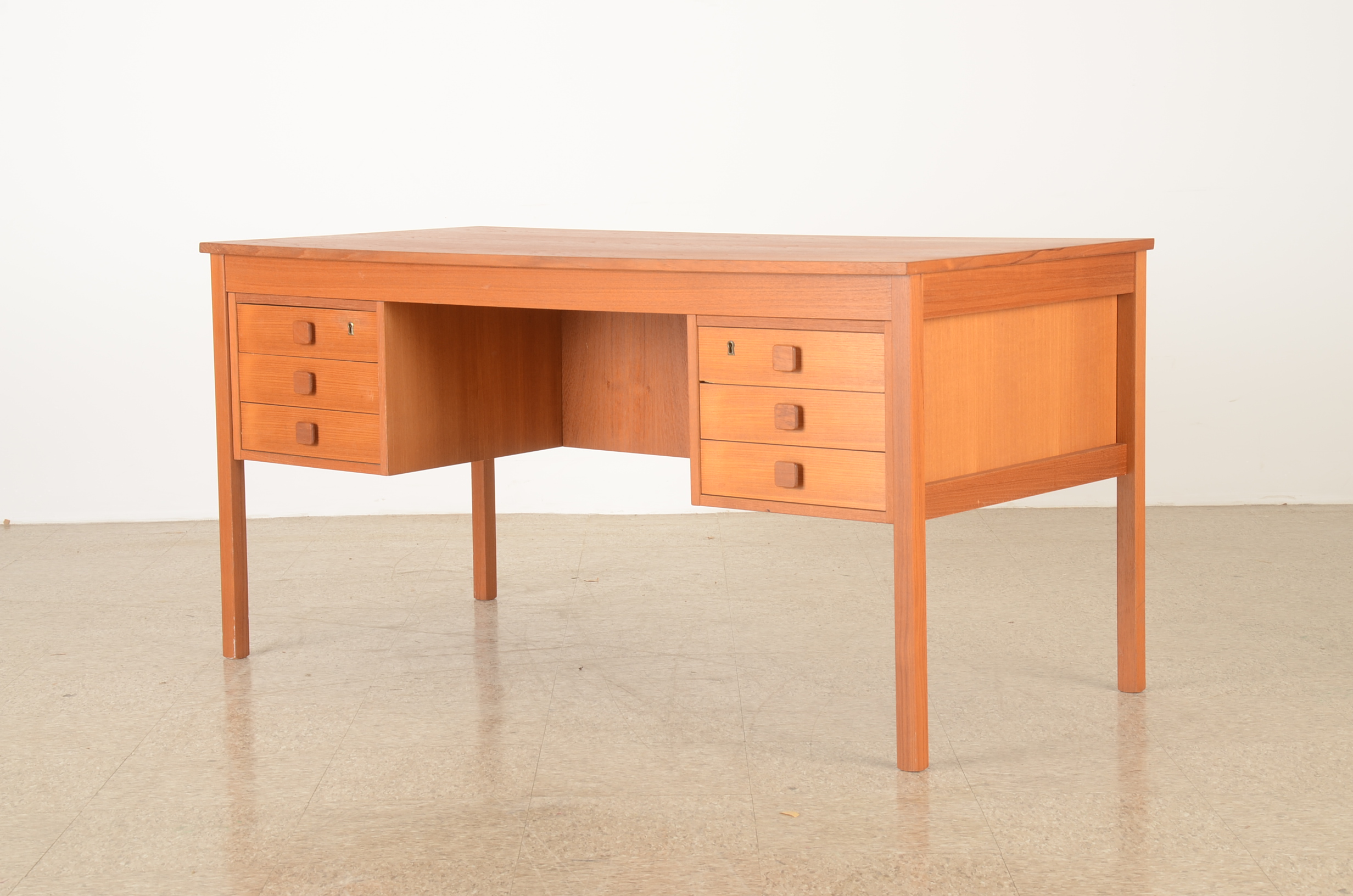 Mid-Century Modern Teak Domino Mobler Danish Desk