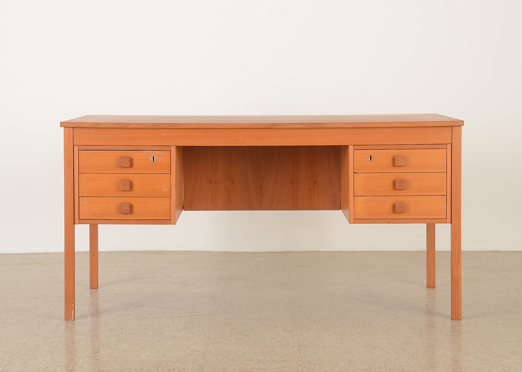 Mid-Century Modern Teak Domino Mobler Danish Desk