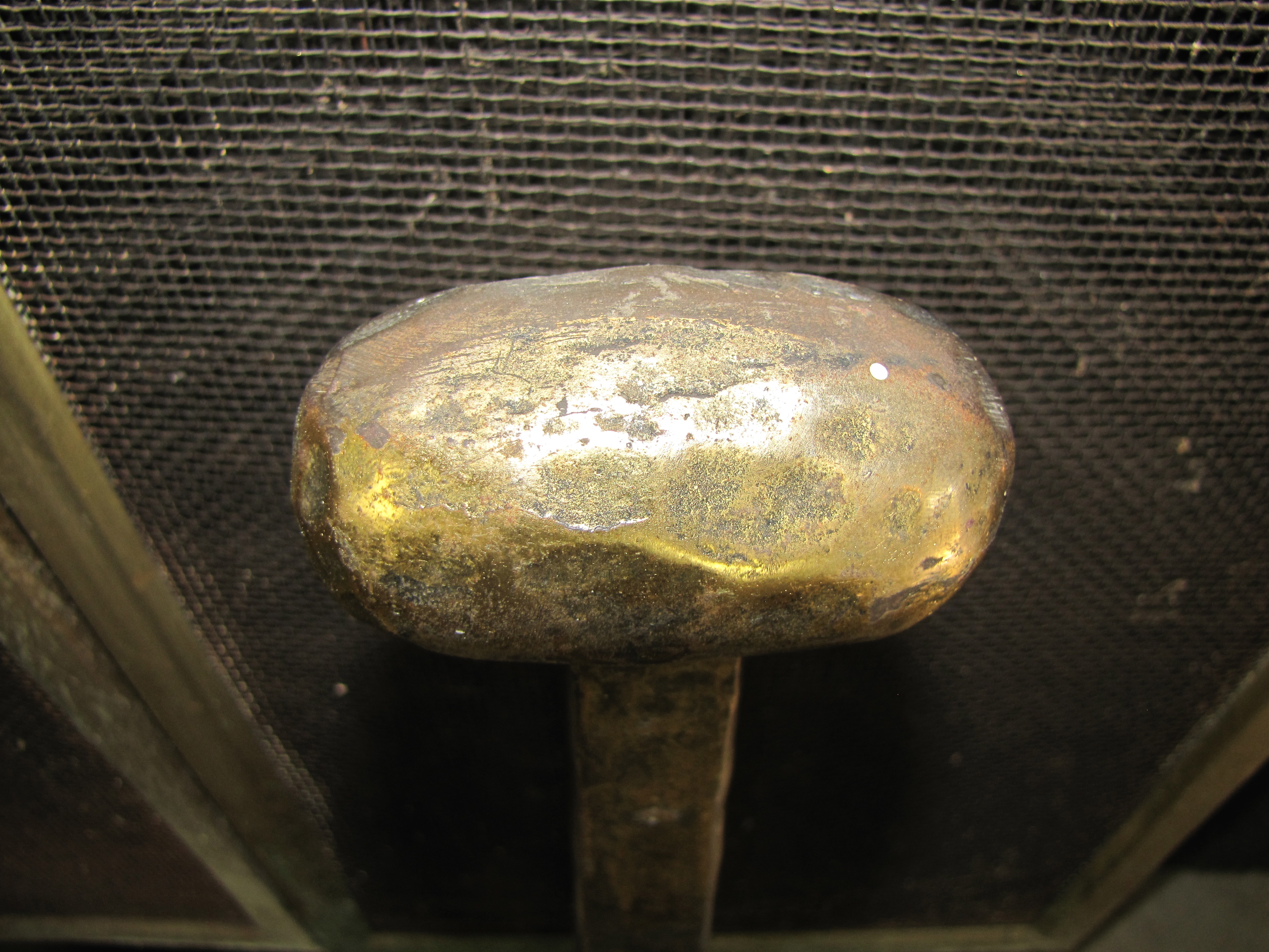 Antique Brass Fireplace Andirons And Folding Screen