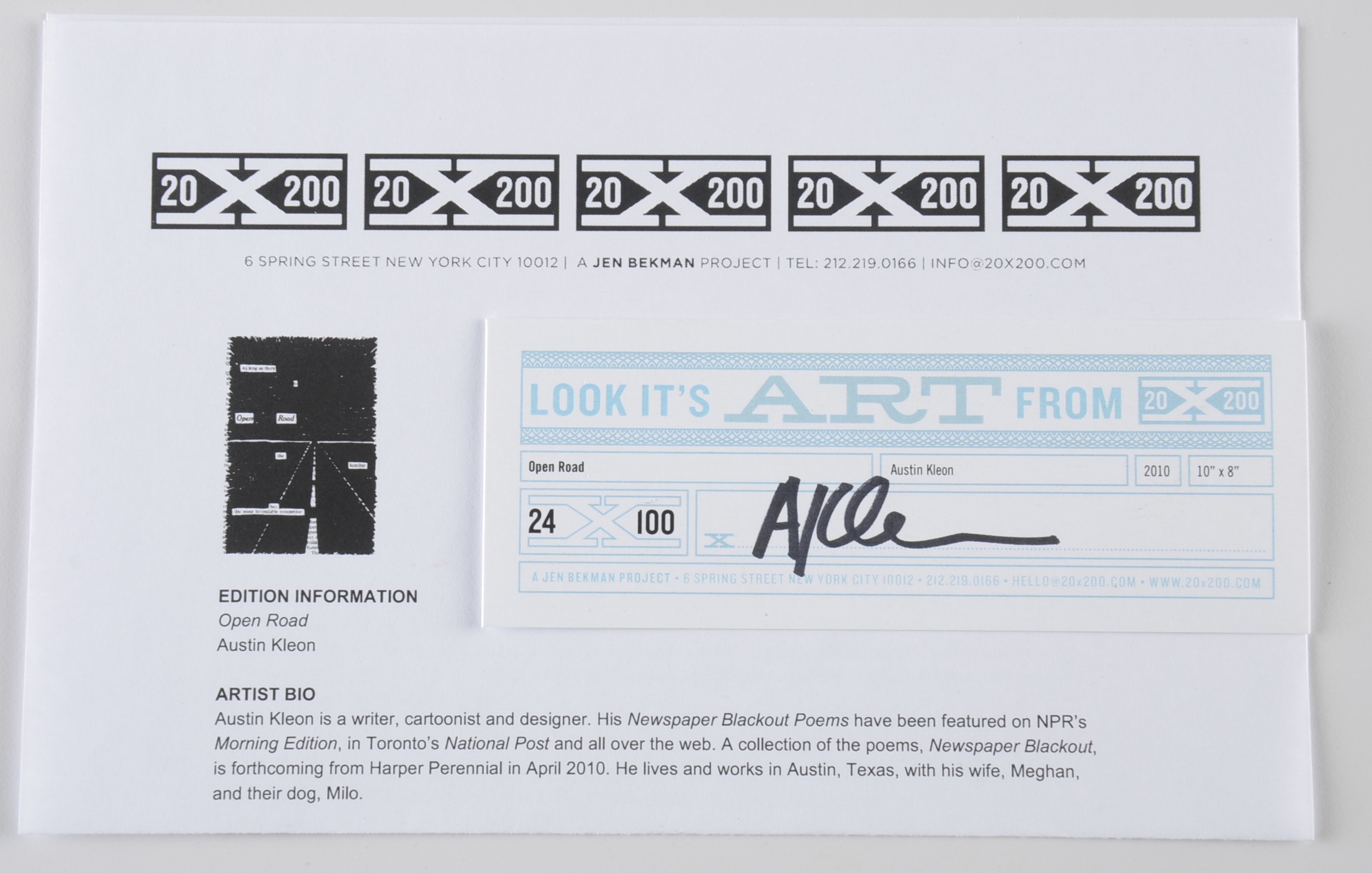 Austin Kleon Print, Open Road 