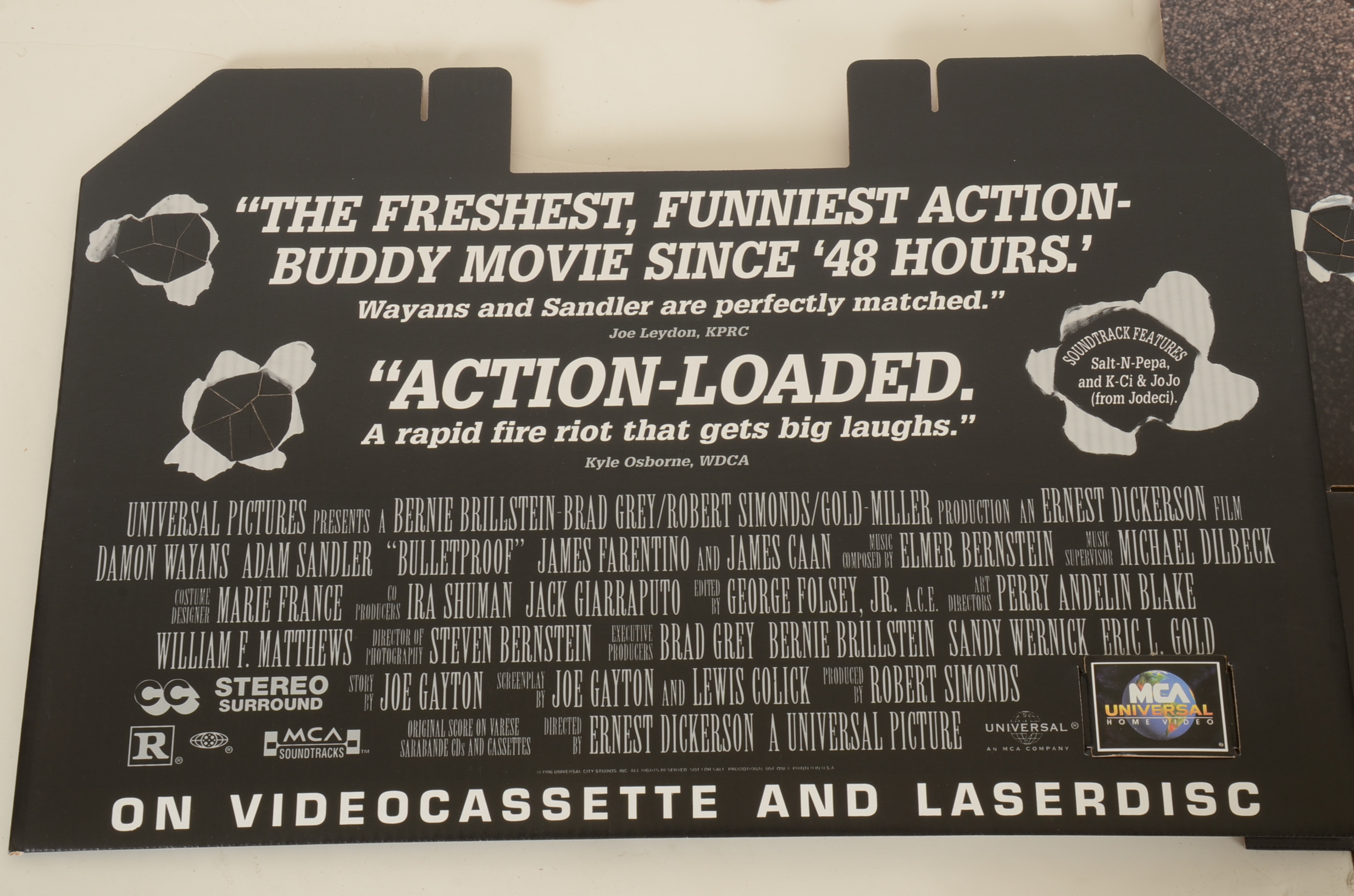 Cardboard Movie Advertisement for 1996 Comedy "Bulletproof"