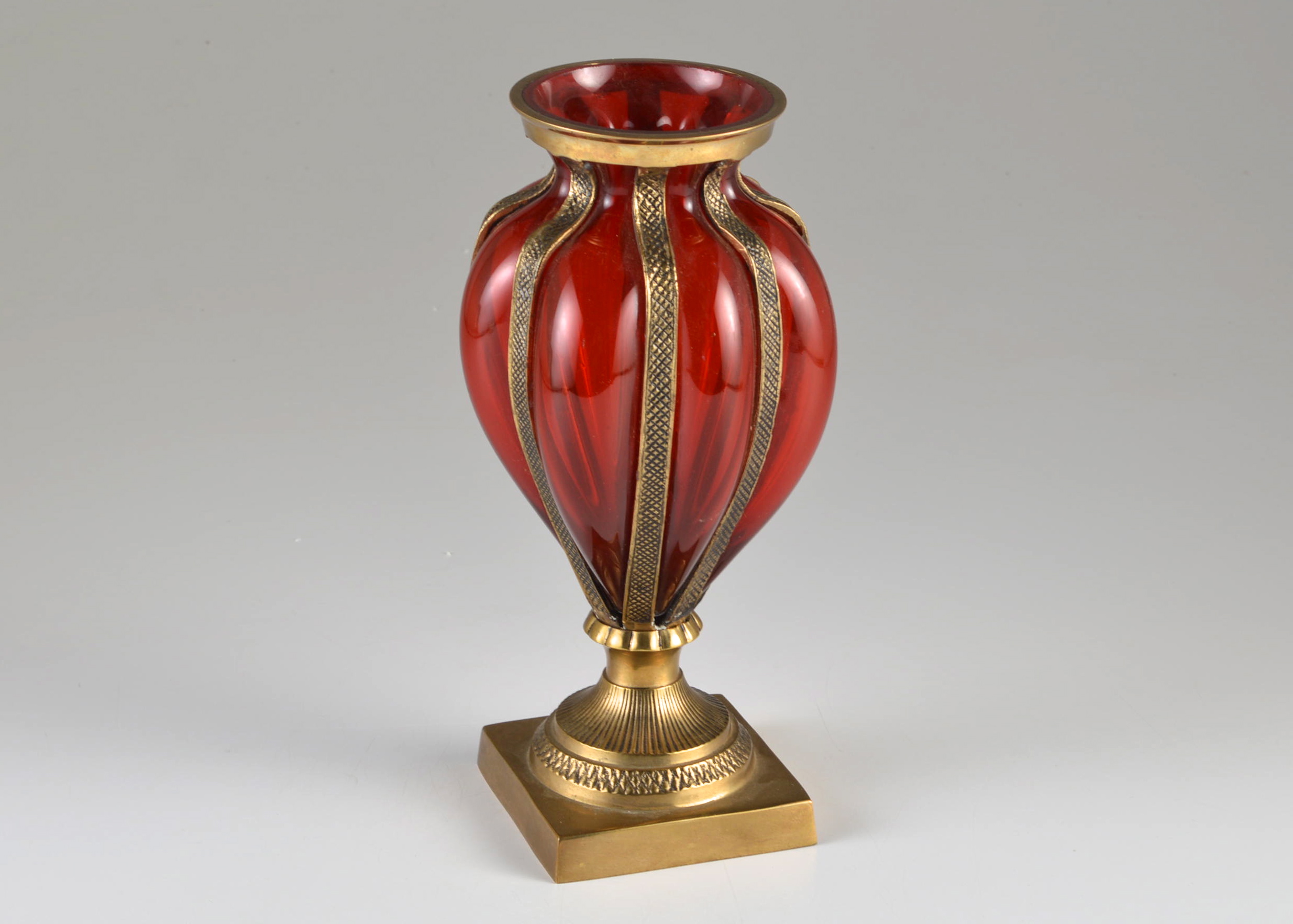 Vintage Brass and Glass Urn Shaped Vase