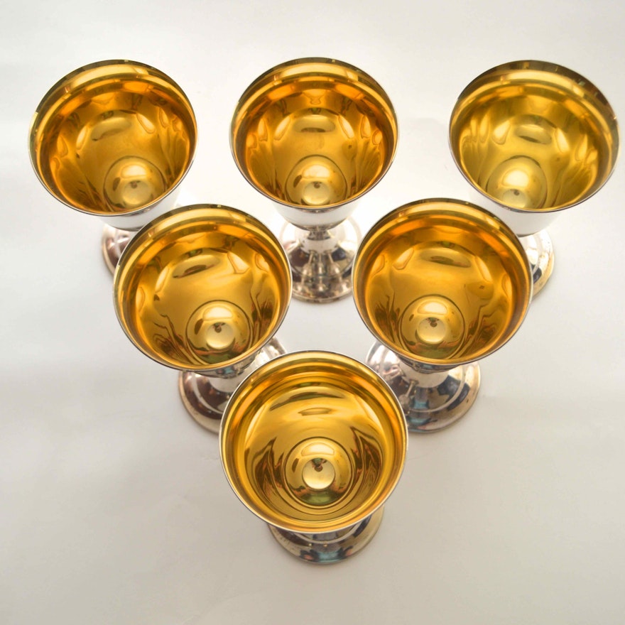 "International" Sterling Silver Gold Lined Goblets