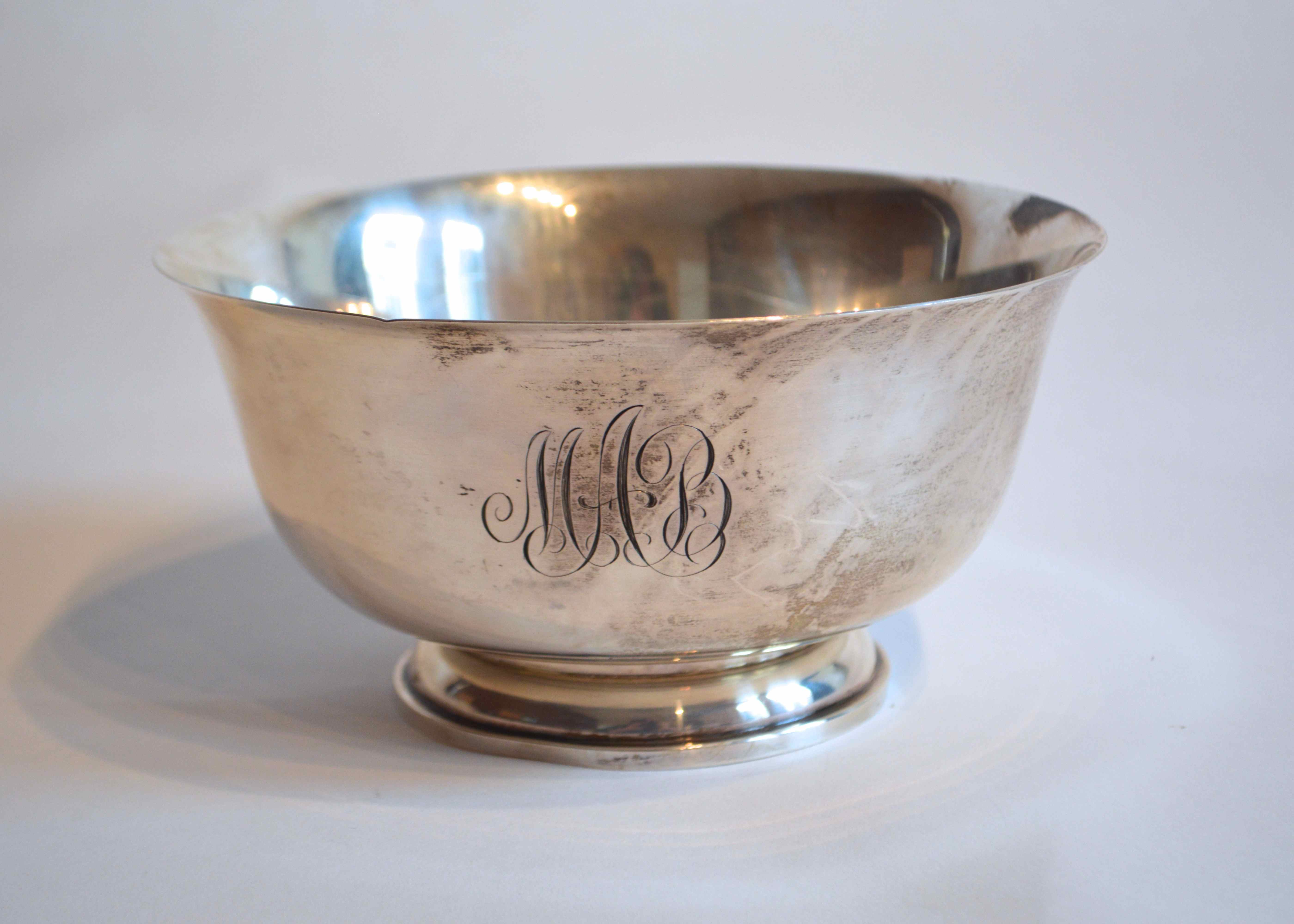 Paul Revere 1768 Reproduction Sterling Silver Bowl by Fisher and Co.