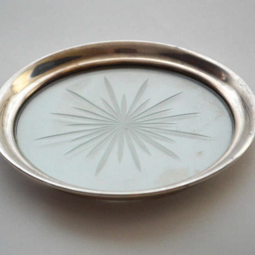 Sterling Silver and Crystal "Sunburst" Lemon Dish