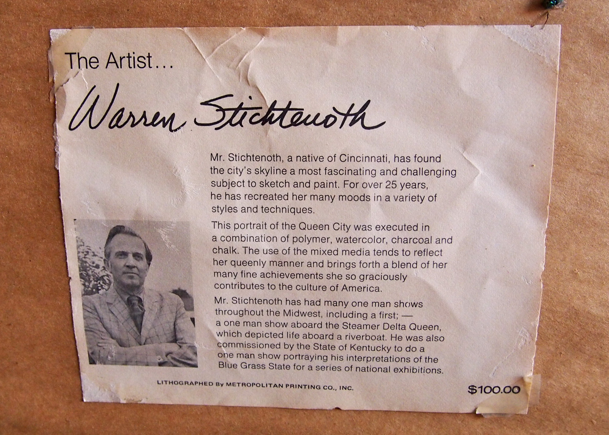 Warren Stichtenoth Signed and Numbered Cincinnati Skyline Print