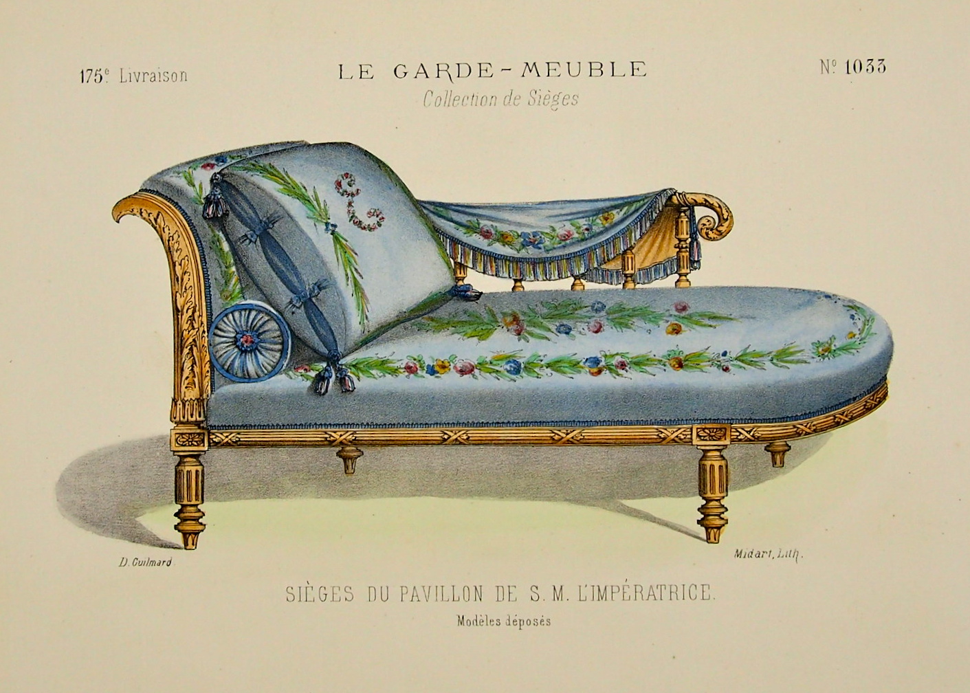 Circa 1880 French Furniture Exposition Original Lithographs by Guilmard