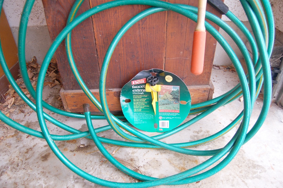Wood Storage Bin on Casters With Garage Tools