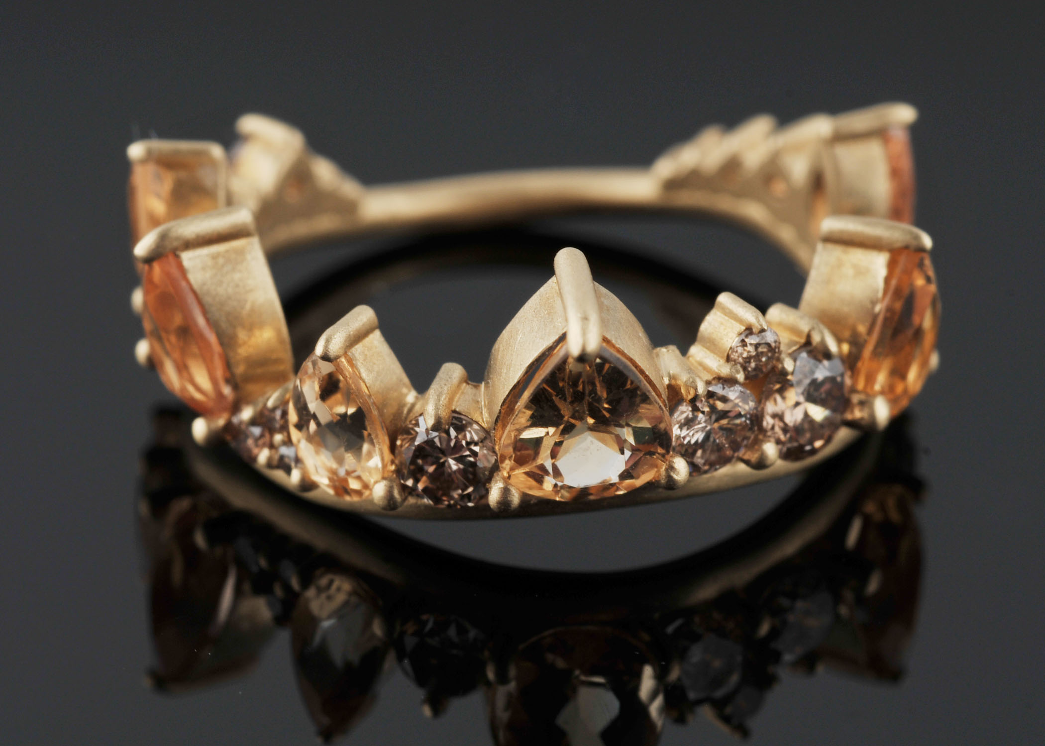 Fernando Jorge of Brazil Imperial Topaz and Diamond 18 K Gold 'Crown' Ring