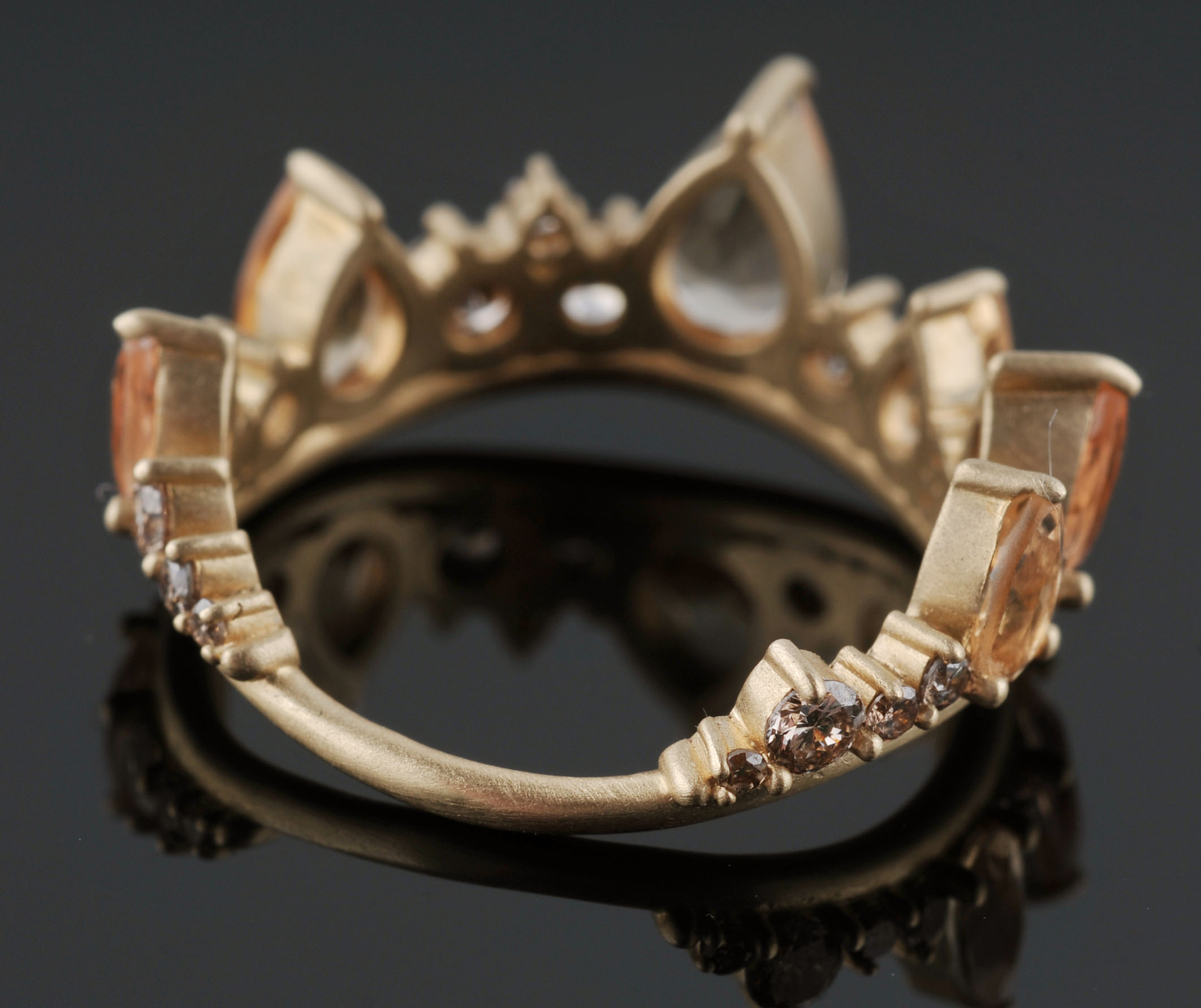 Fernando Jorge of Brazil Imperial Topaz and Diamond 18 K Gold 'Crown' Ring