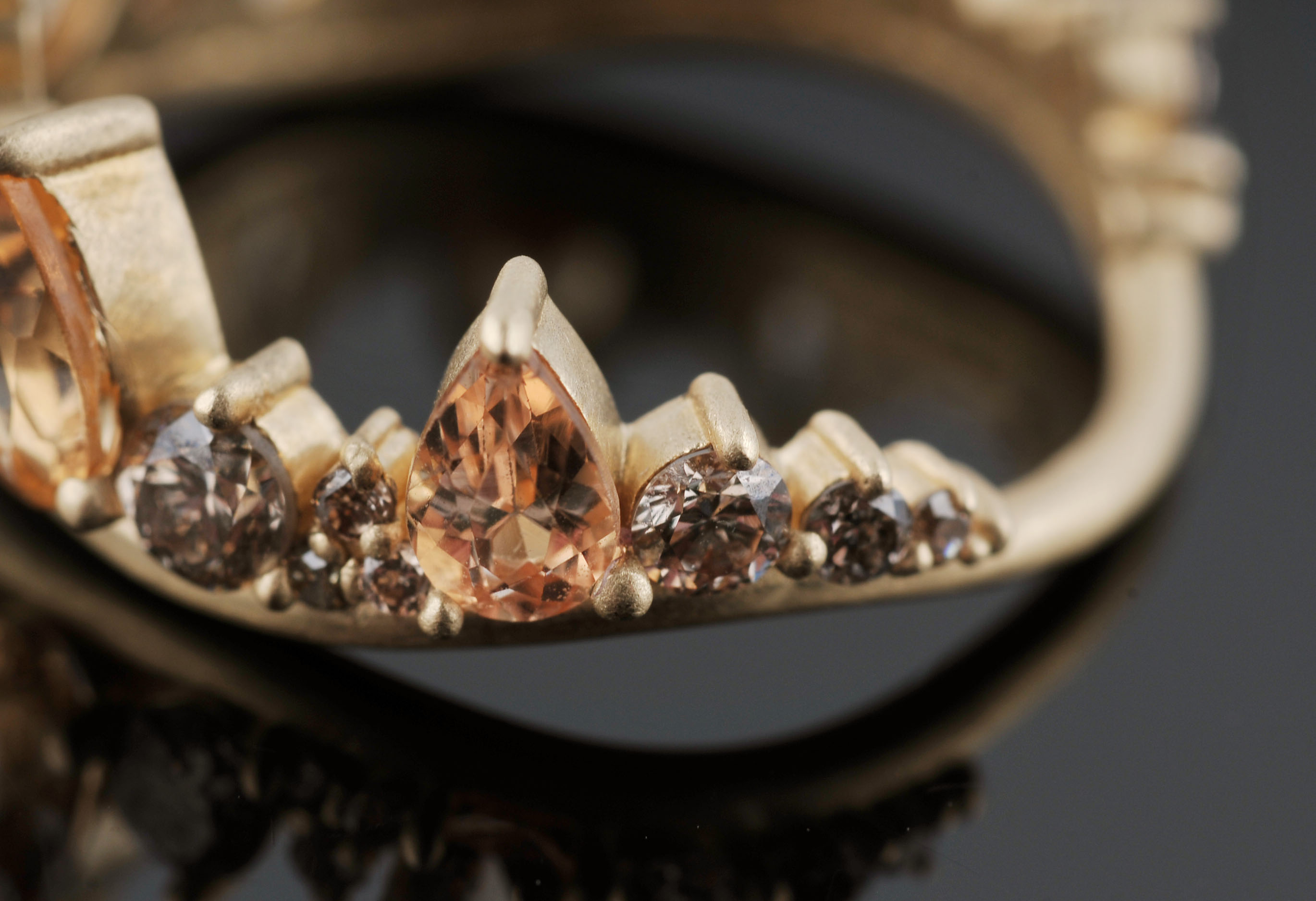 Fernando Jorge of Brazil Imperial Topaz and Diamond 18 K Gold 'Crown' Ring