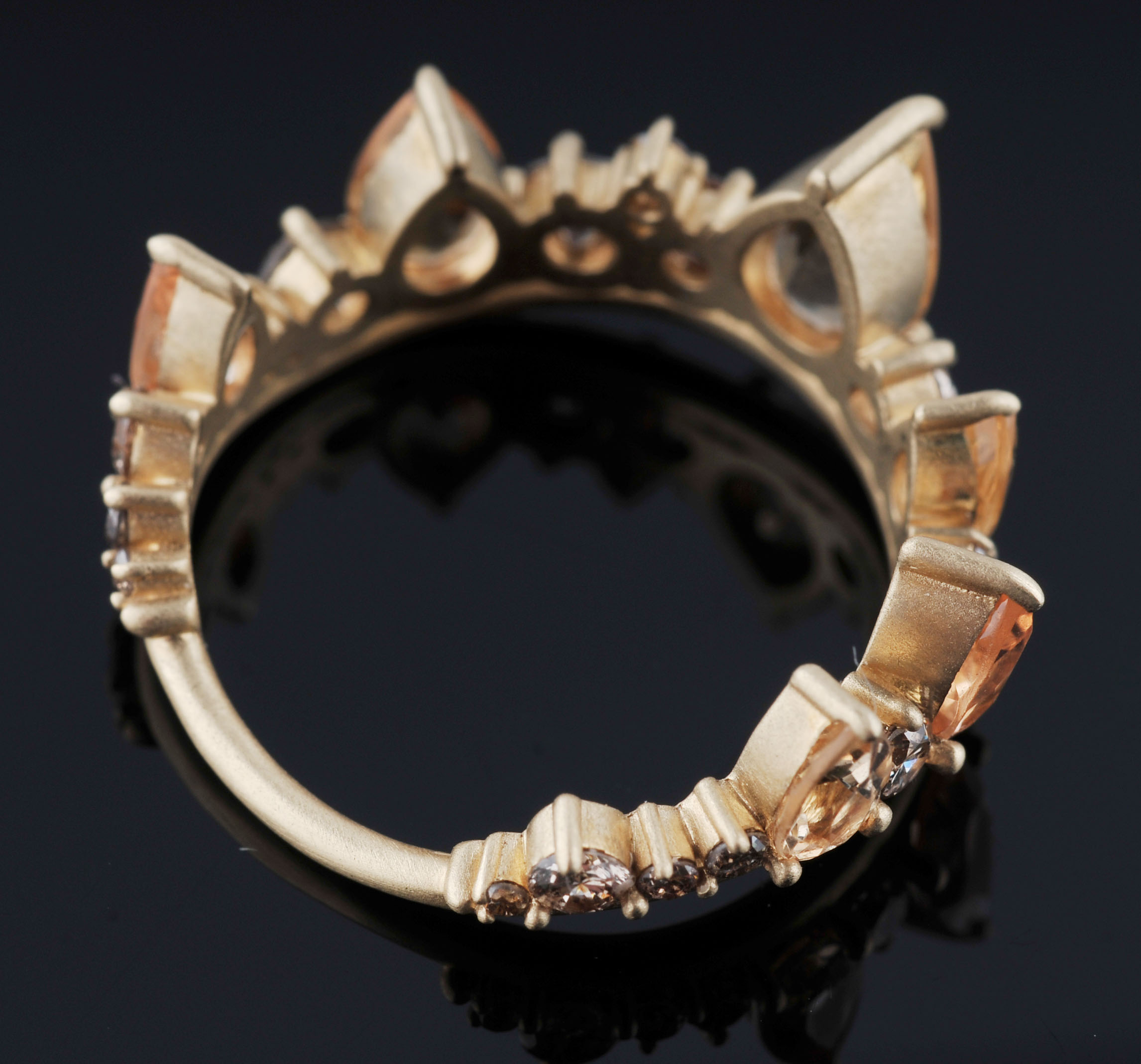 Fernando Jorge of Brazil Imperial Topaz and Diamond 18 K Gold 'Crown' Ring