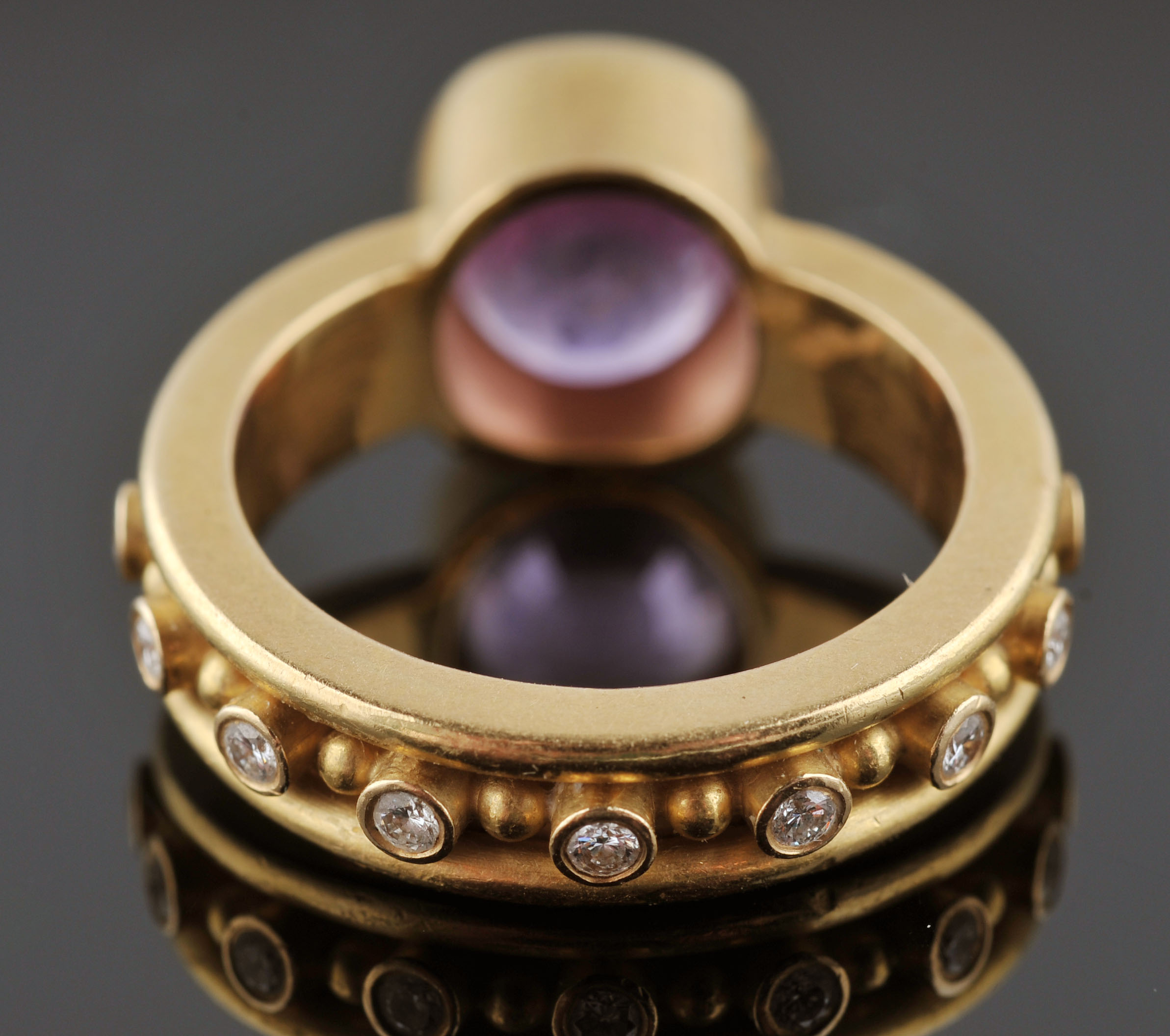 Pink Sapphire and Diamond 20 K Peach Gold 'Persian' Ring by Reinstein/ Ross 