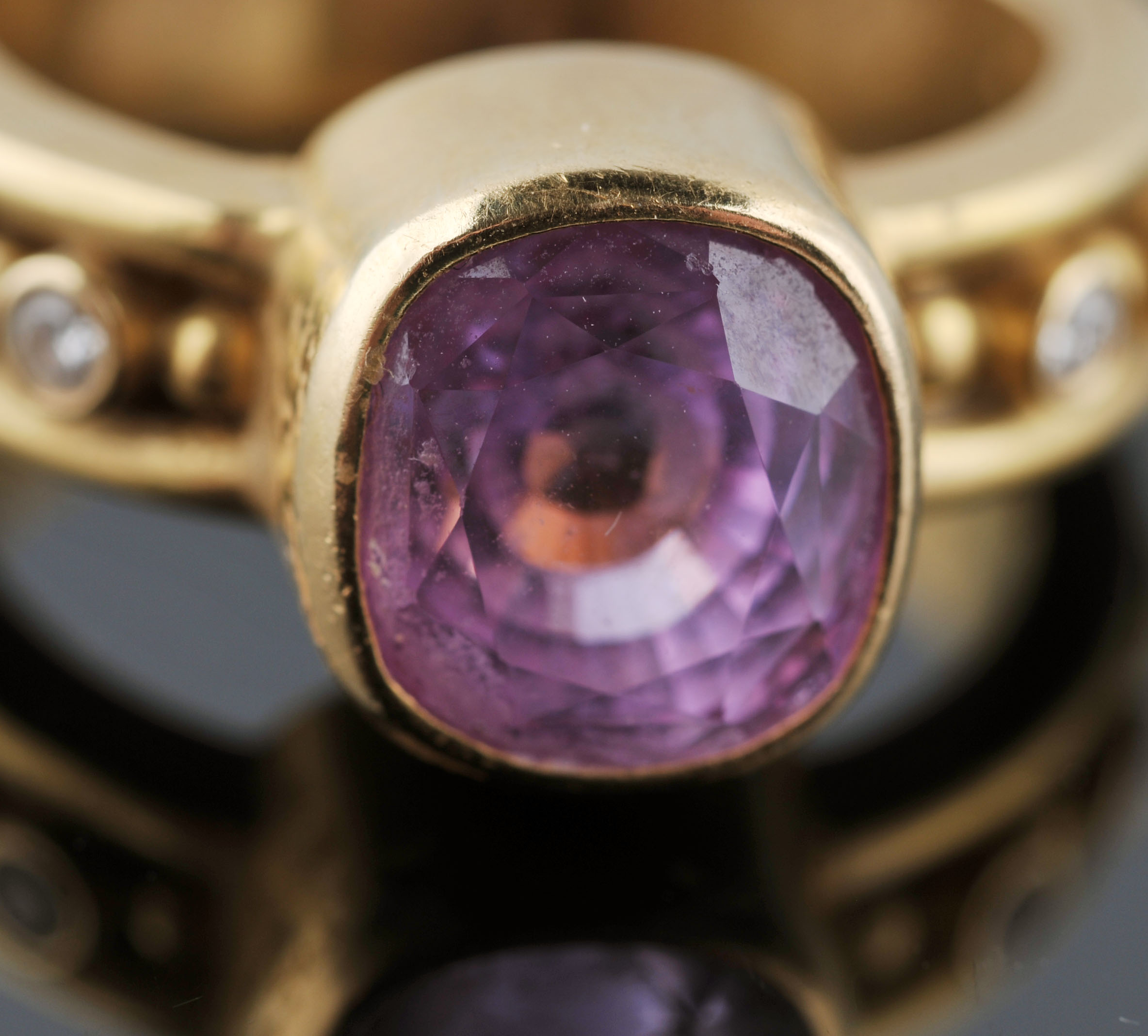 Pink Sapphire and Diamond 20 K Peach Gold 'Persian' Ring by Reinstein/ Ross 