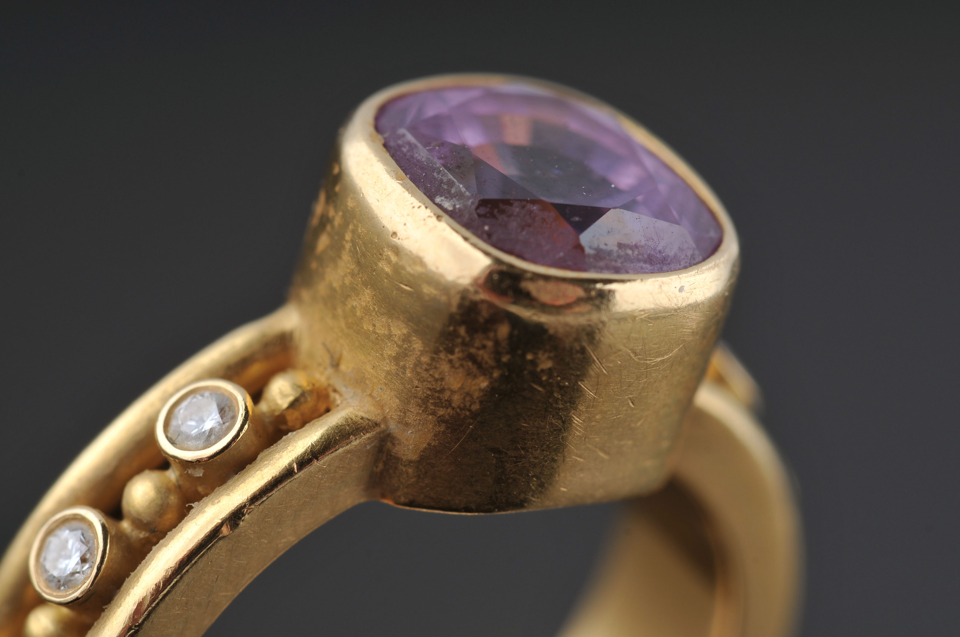 Pink Sapphire and Diamond 20 K Peach Gold 'Persian' Ring by Reinstein/ Ross 