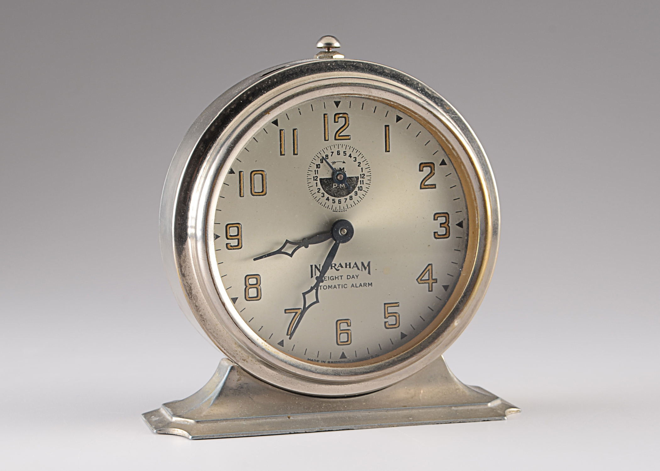 Vintage Ingraham Eight Day Automatic Alarm Clock