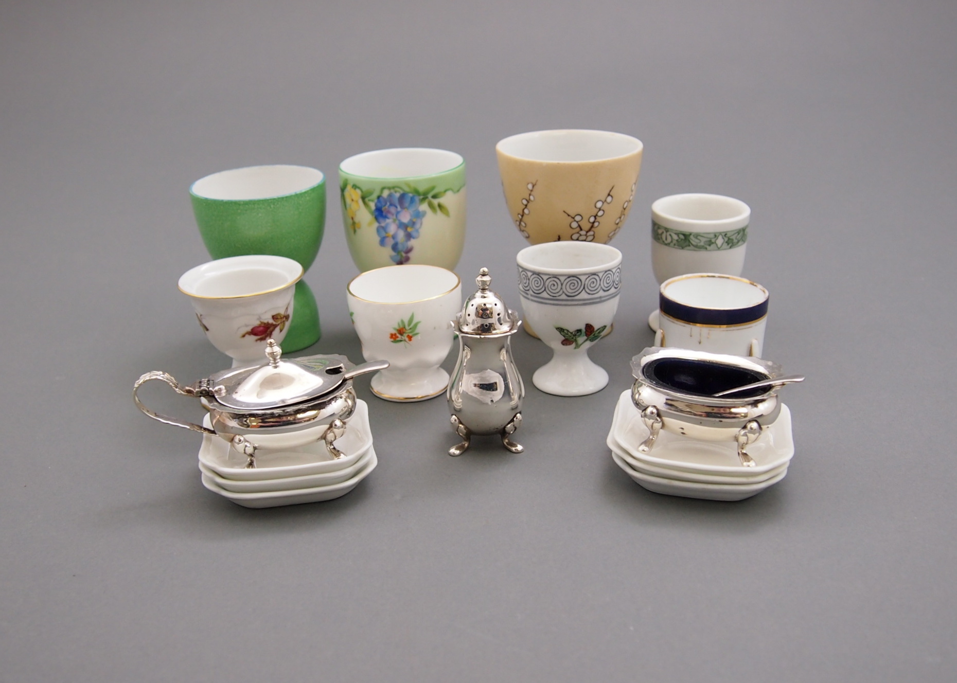 Fine China and Porcelain Egg Cups And Serving Items