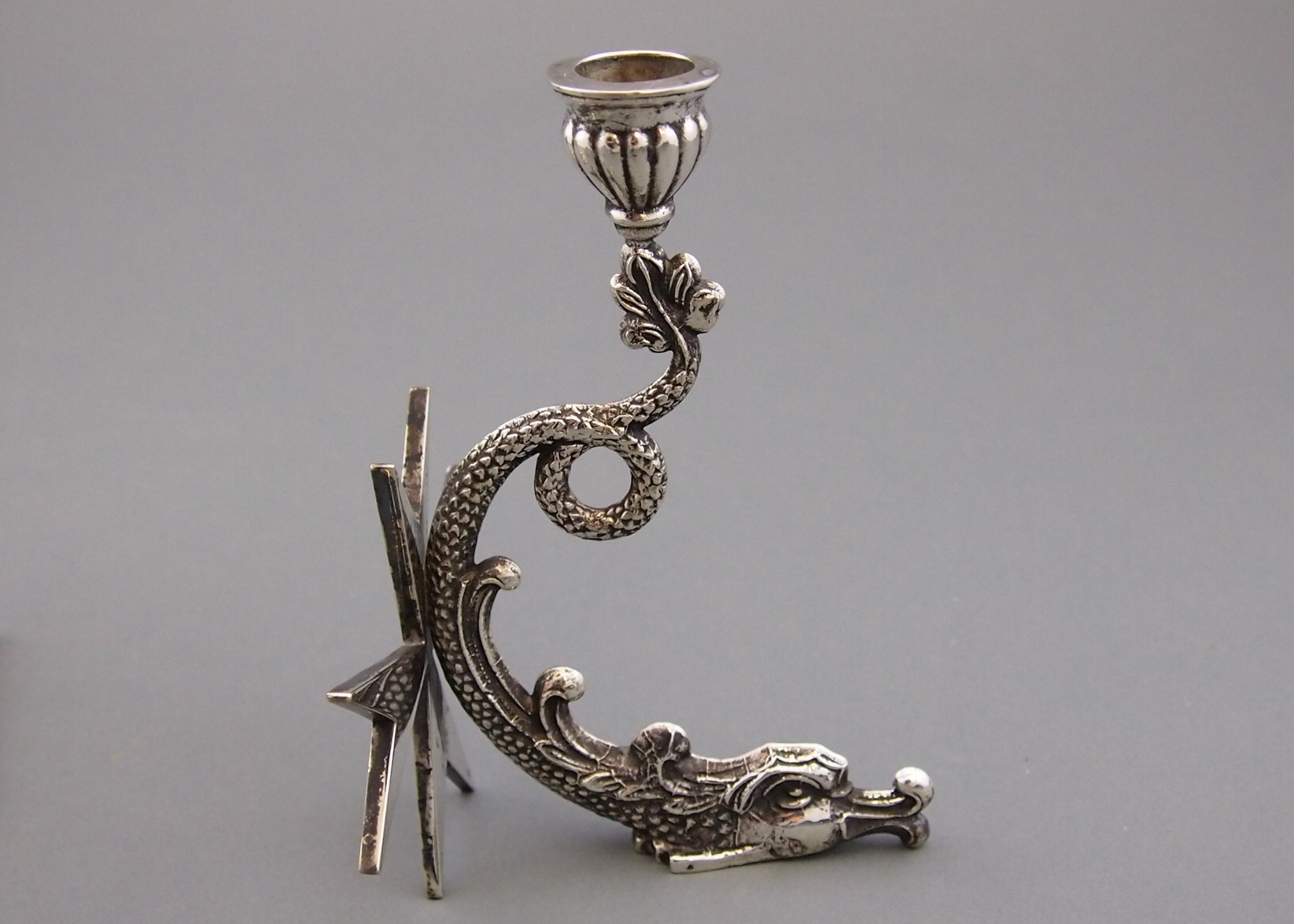 Two Modern Silver Colored Candle Holders