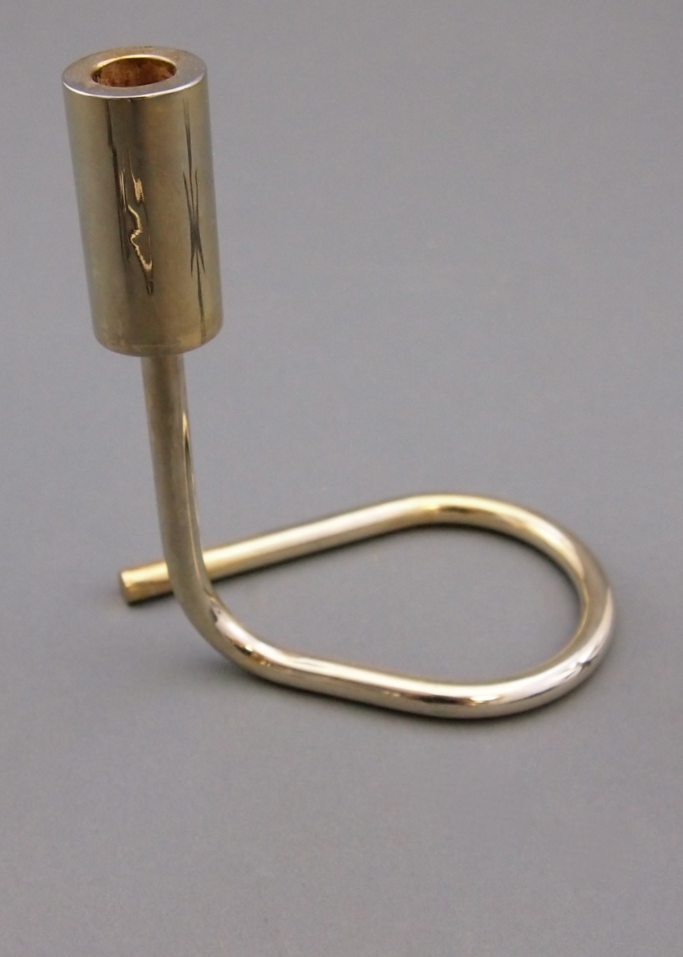 Two Modern Silver Colored Candle Holders