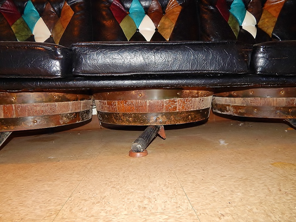 Vintage Leather-Look Whiskey Barrel Sofa