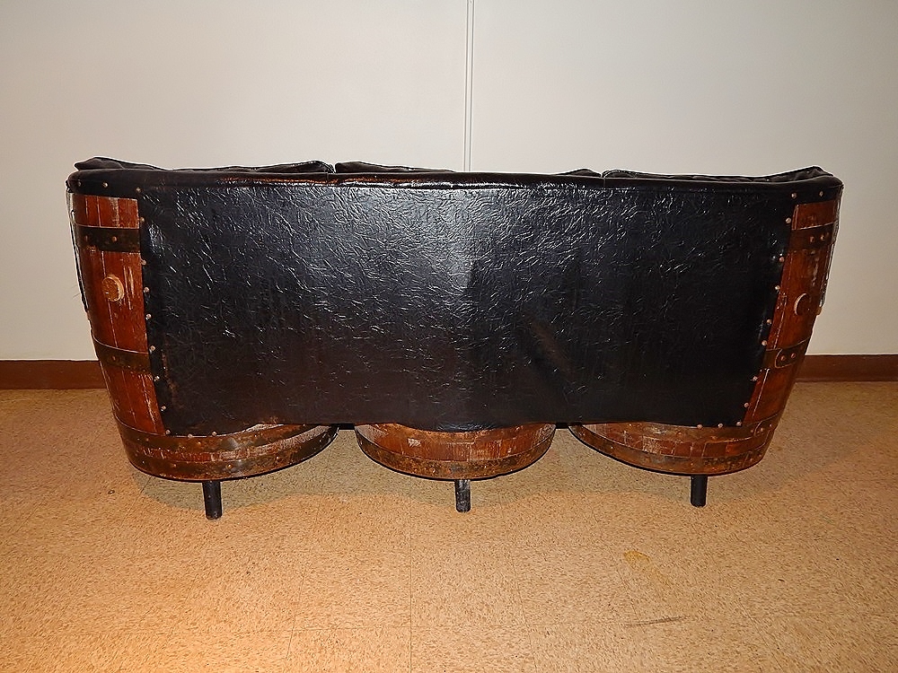 Vintage Leather-Look Whiskey Barrel Sofa