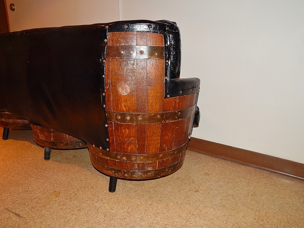 Vintage Leather-Look Whiskey Barrel Sofa