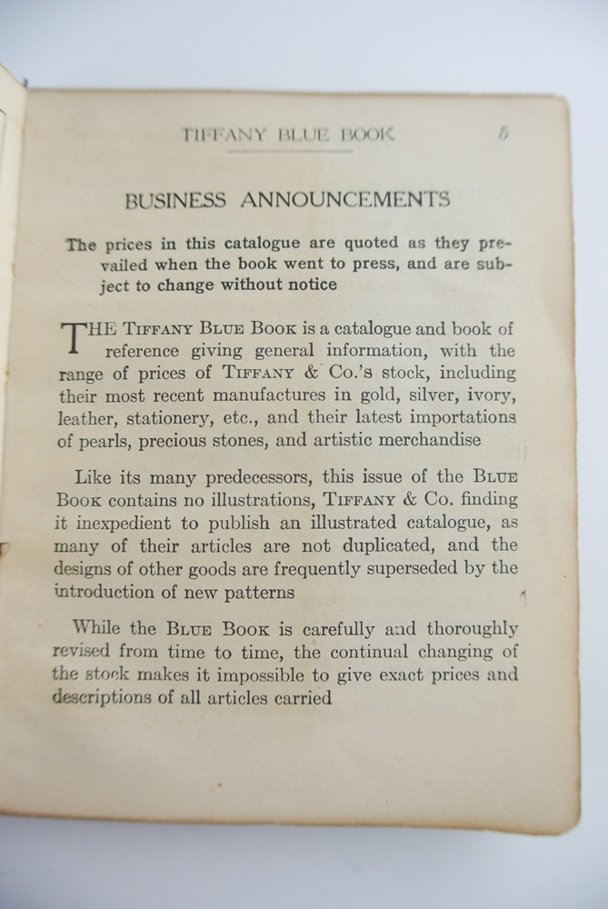 1918 Original Tiffany & Company "Blue Book" 