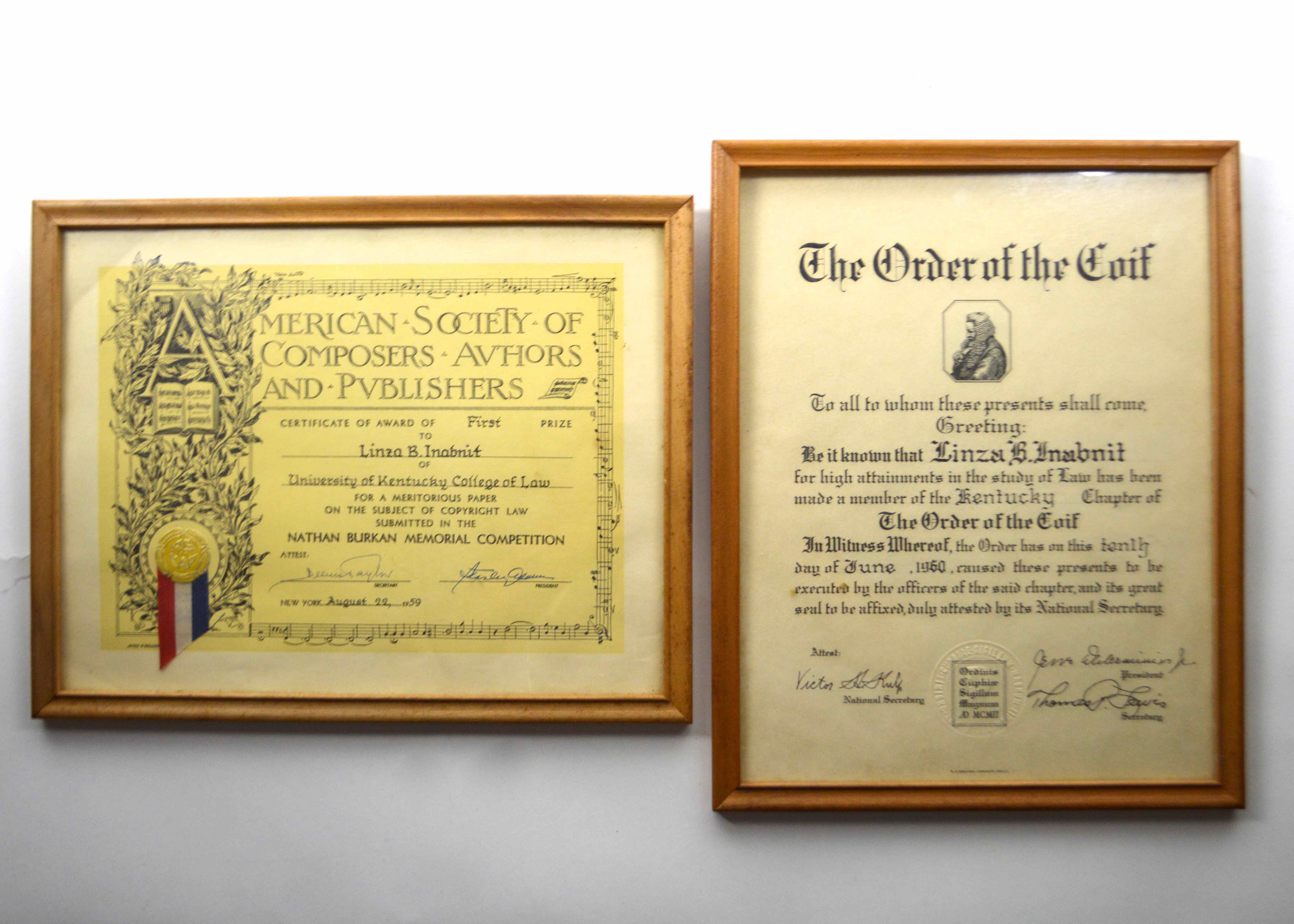 Vintage Framed Law Certificates