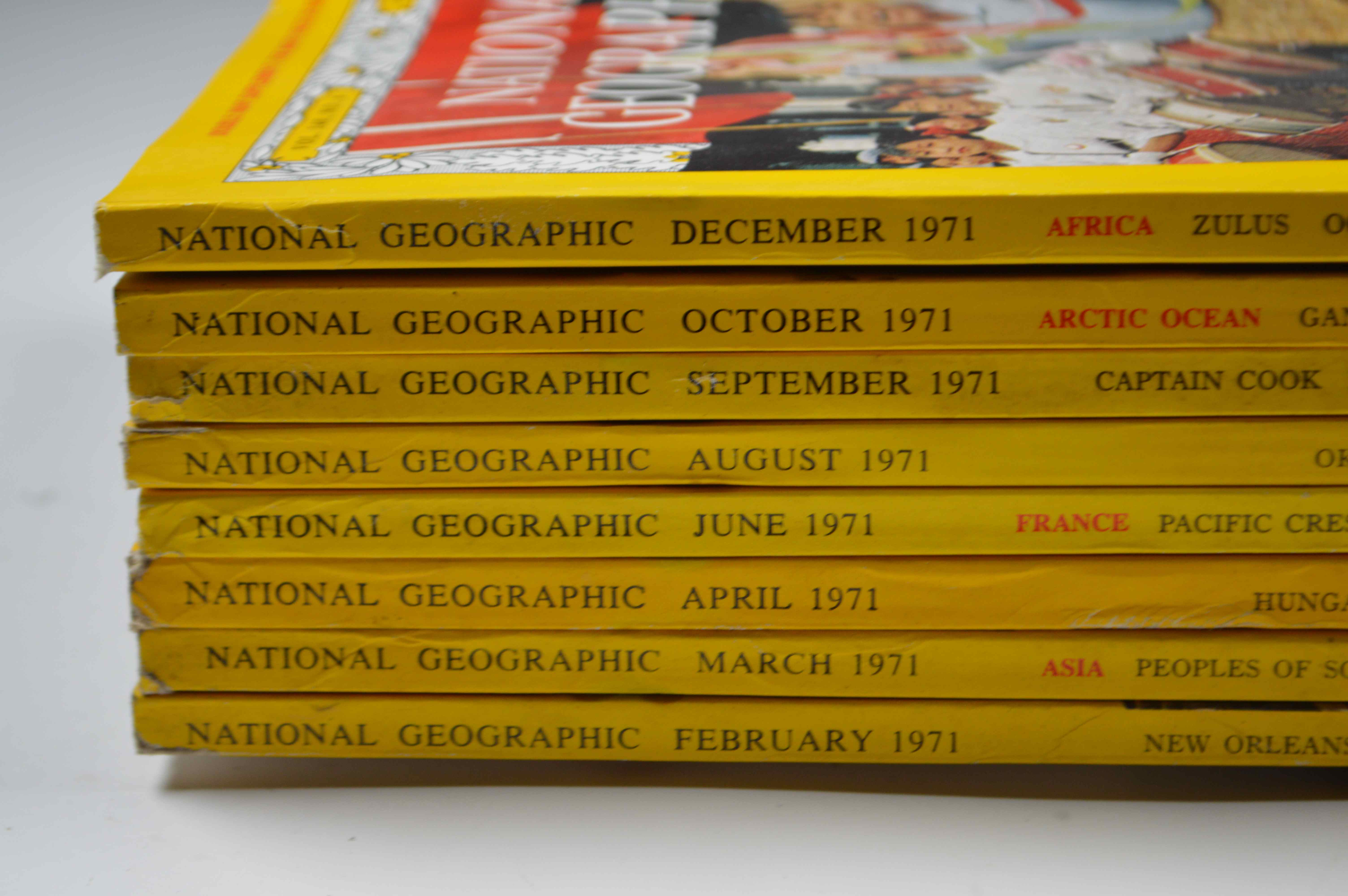 Lot of Eight Vintage National Geographic Magazines from 1971
