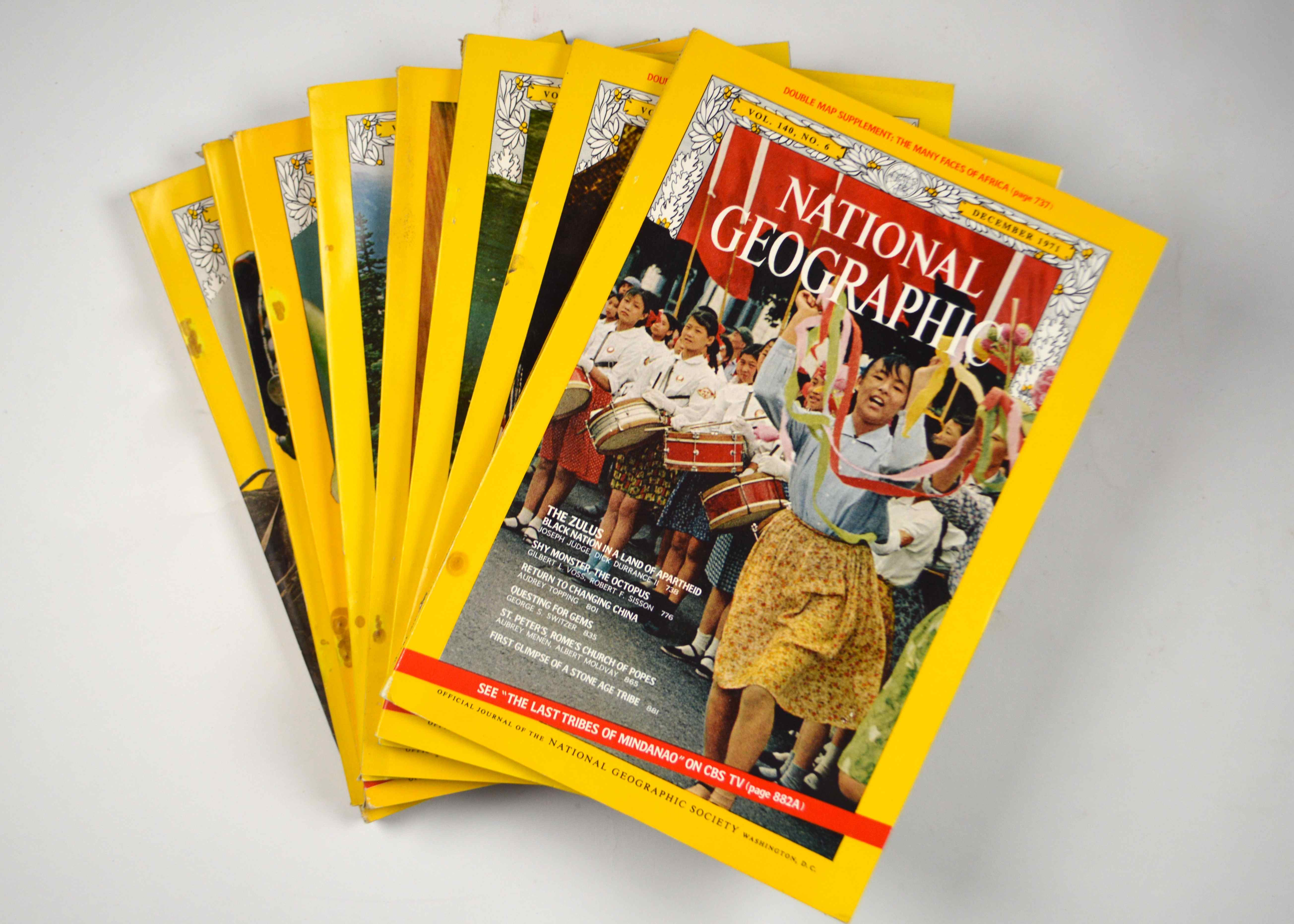 Lot of Eight Vintage National Geographic Magazines from 1971